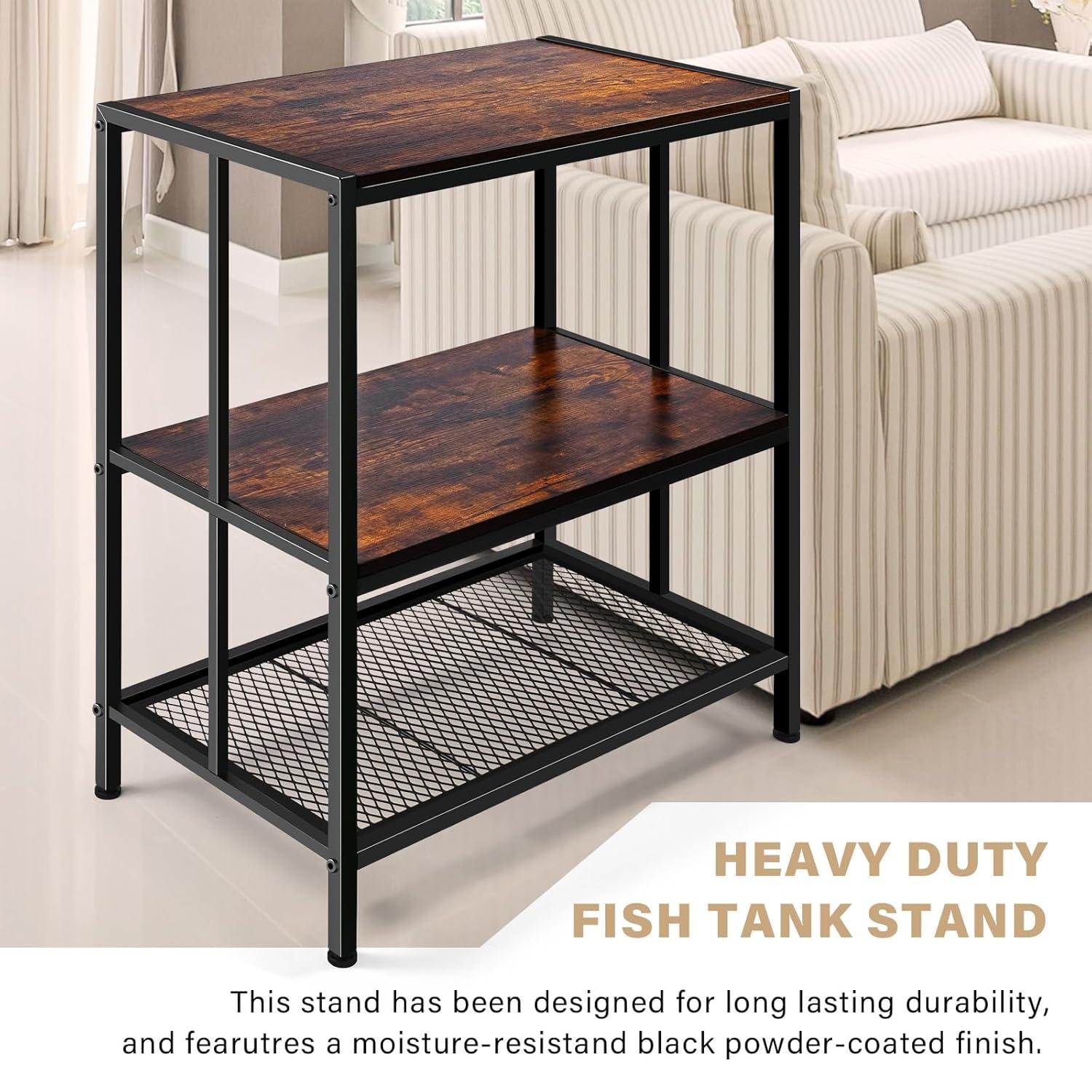 Tucker Murphy Pet™ 20 Gallon Fish Tank Stand, Upgraded Height Aquarium Stand Table With 2 Tiers Storage Shelf, Metal Reptile Breeder Turtle Terrarium Stand Rack, Black