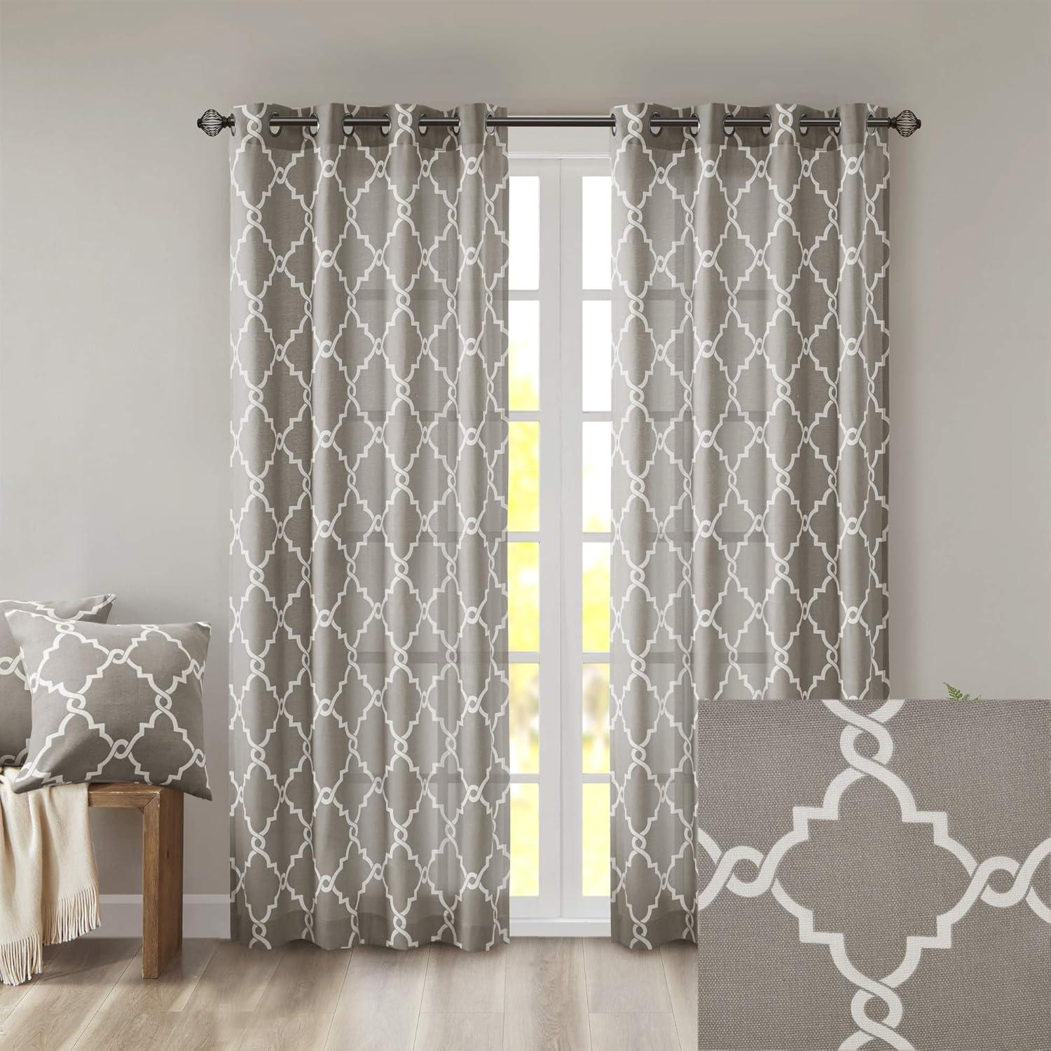 Madison Park Fretwork Print Grommet Top Single Window Curtain Panel