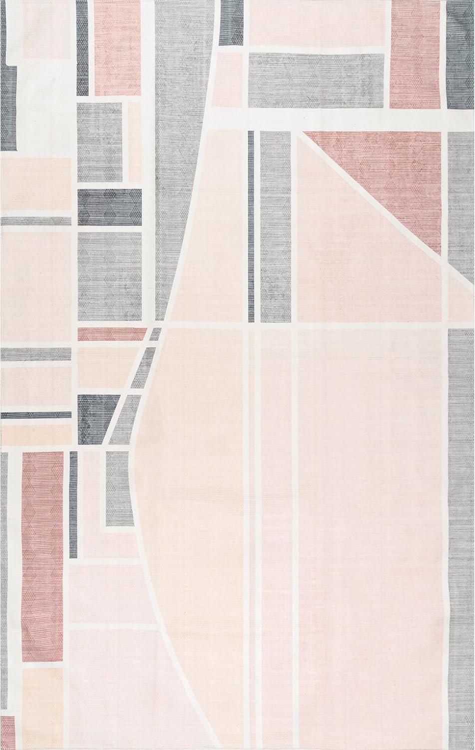 Nuloom Dannie Modern Geometric Pet Friendly Machine Washable Area Rug, 8' x 10', Light Beige