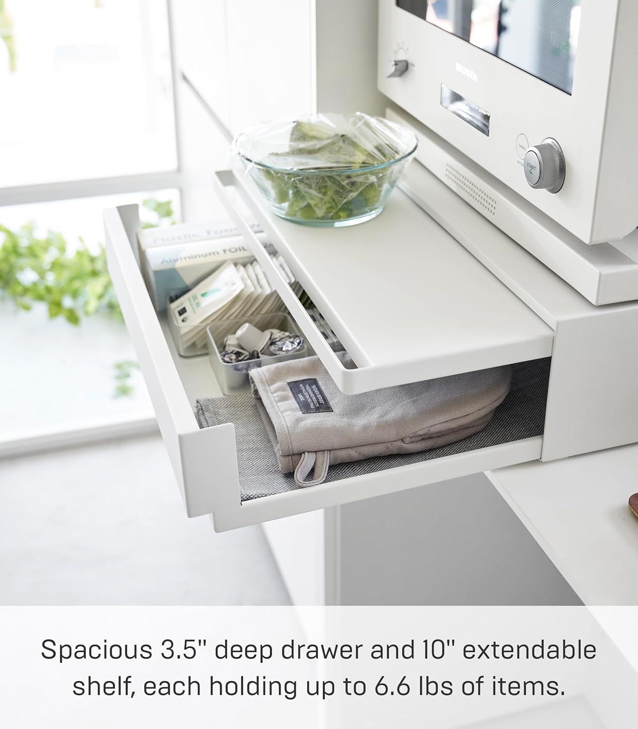 Yamazaki Home Yamazaki Home Countertop Drawer With Pull-Out Shelf, Steel, Holds 37 Lbs