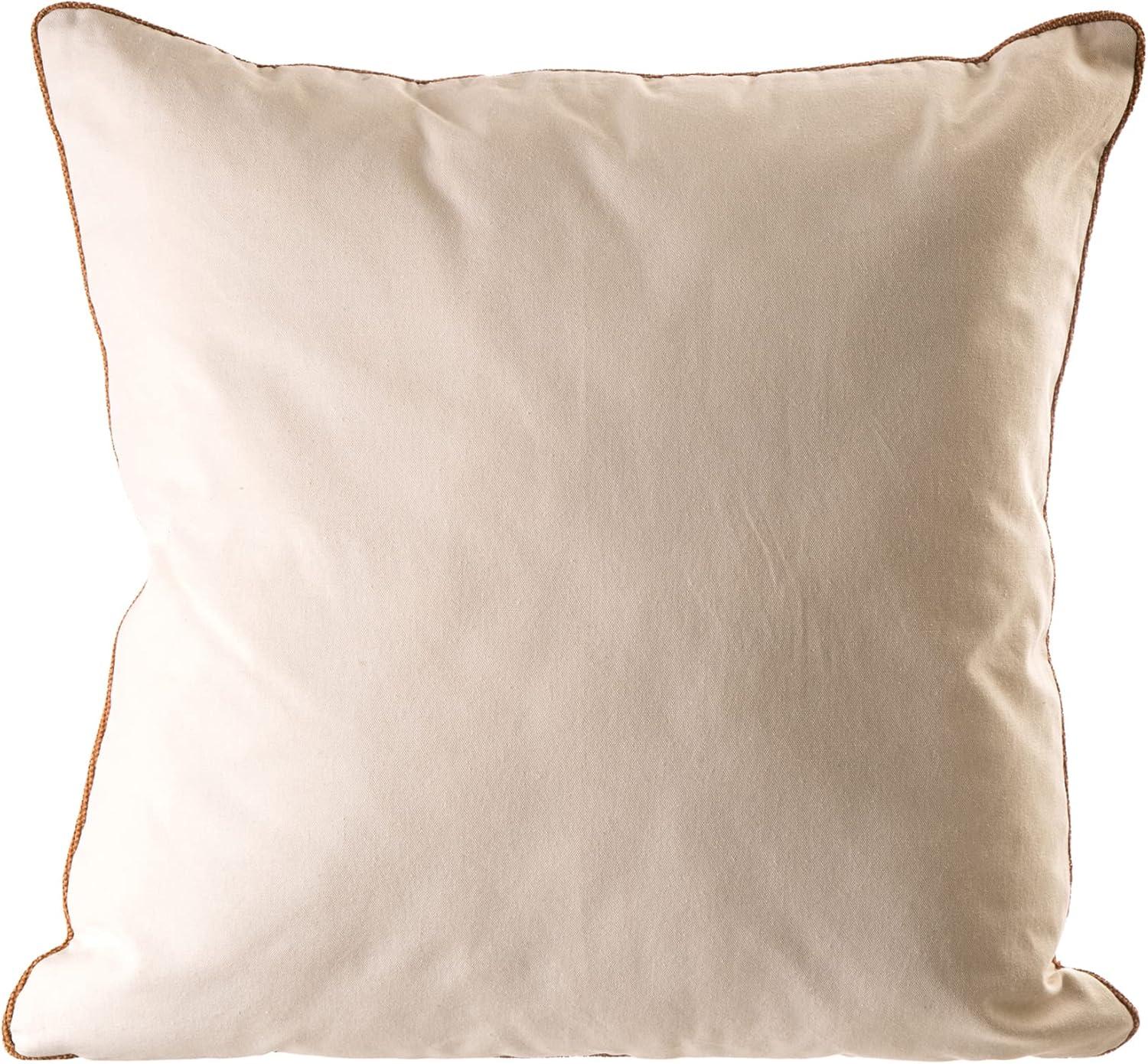 18x18 Beige Cotton Polyester Embroidered Pumpkin Throw Pillow