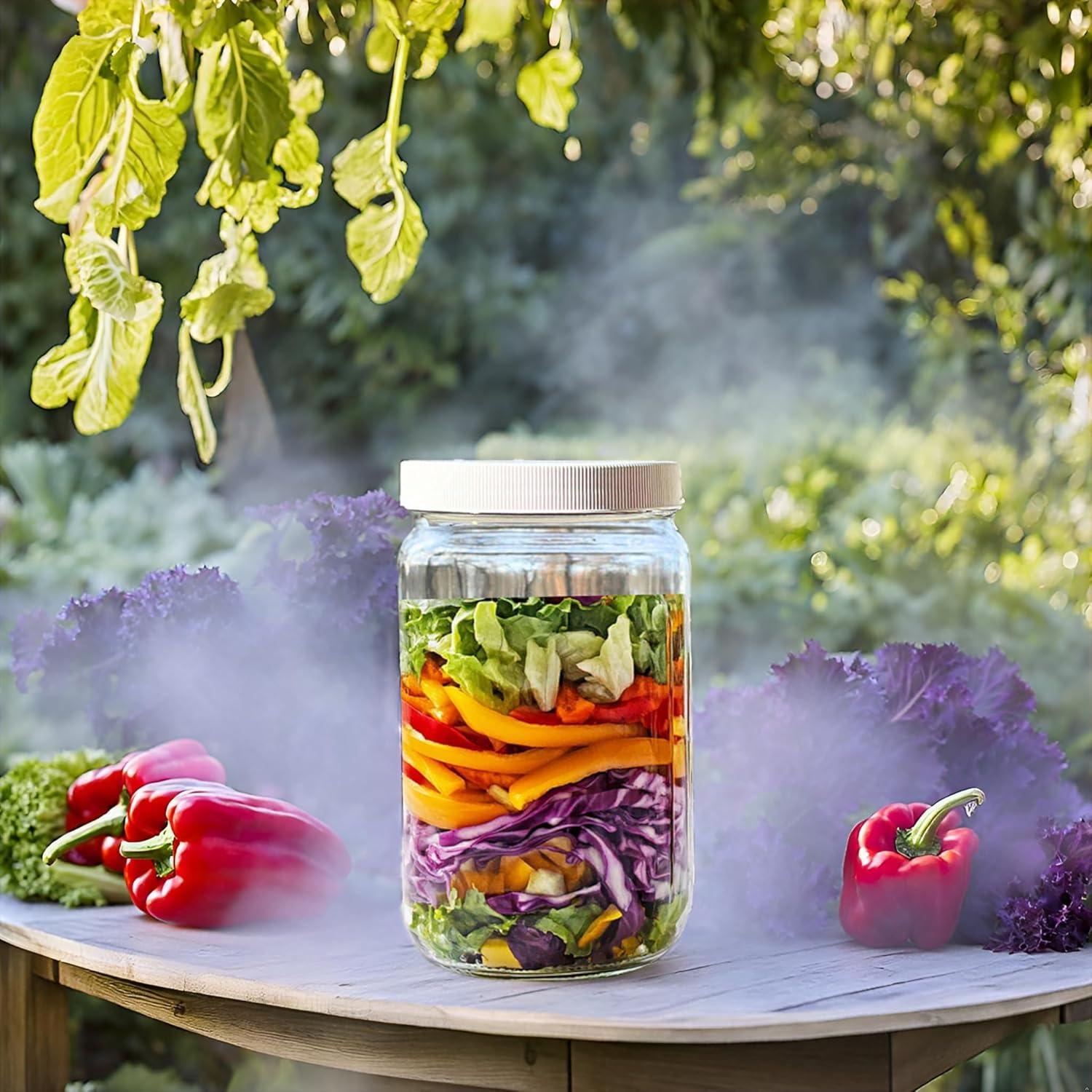 Jarming Collections 32oz Wide Mouth Glass Storage Jars – Extra-Wide Opening with BPA-Free Plastic Lids for Easy Filling, Food Storage, Pantry Organization & Canning Storage – Made in USA (3 Count)