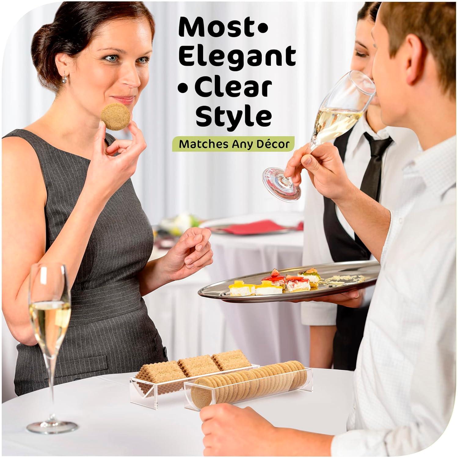 Srenta Clear Cracker Tray for Serving, Set of 2 Rectangular Cracker Holder for Serving Trays, Acrylic Food Display Cracker Serving Stand for Home