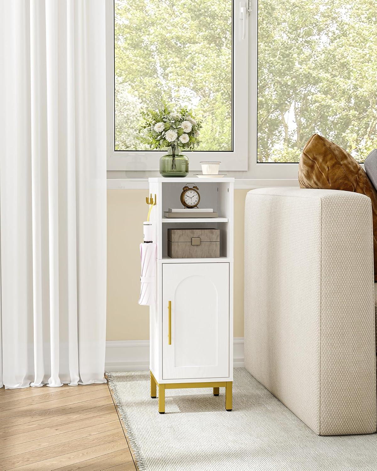 White MDF Bathroom Storage Cabinet with Adjustable Shelves