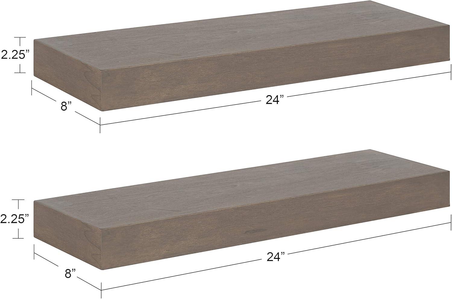 2pc 24" Havlock Wood Shelf Set Black - Kate & Laurel All Things Decor: Solid Wood, Easy Wall Mount