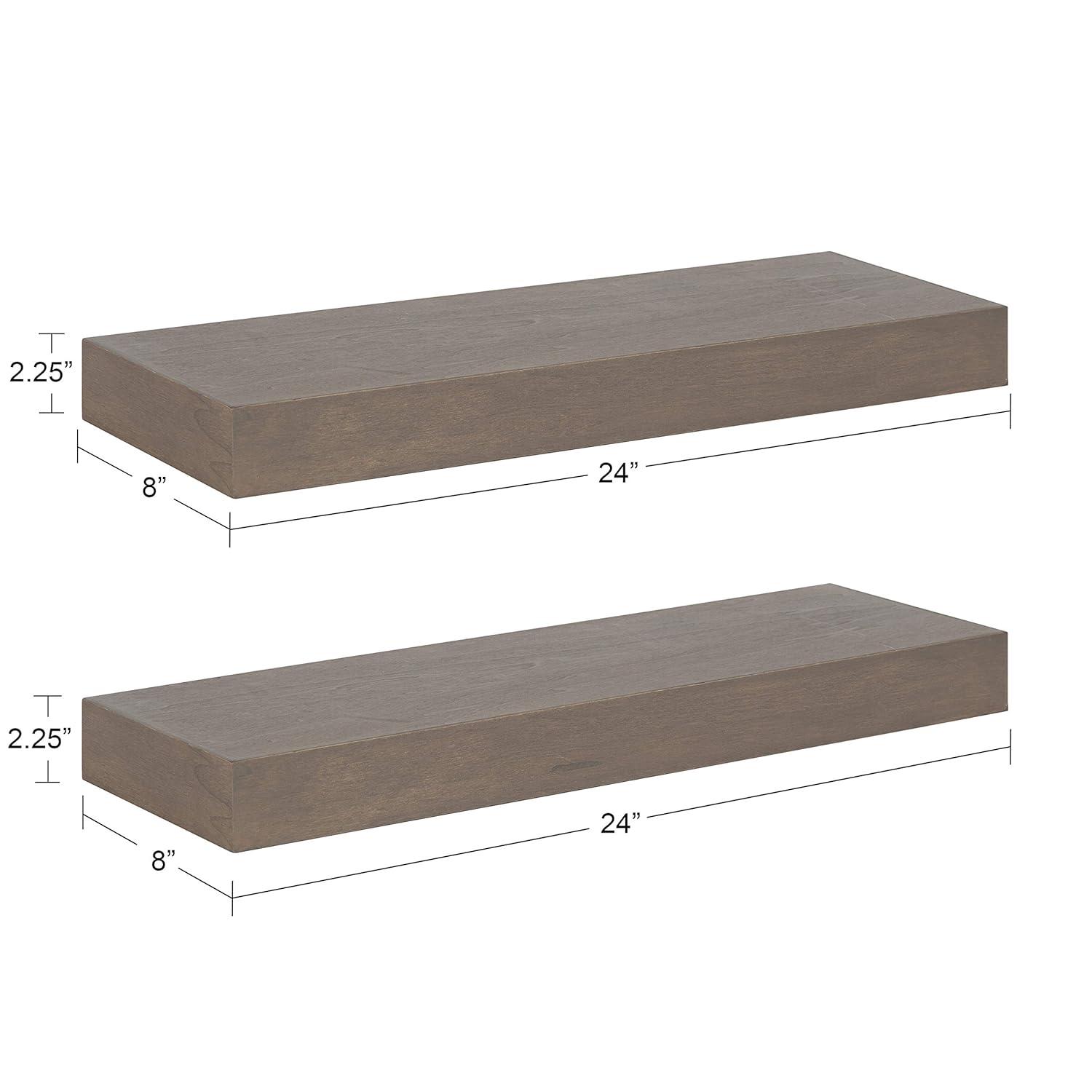 2pc 24" Havlock Wood Shelf Set Black - Kate & Laurel All Things Decor: Solid Wood, Easy Wall Mount