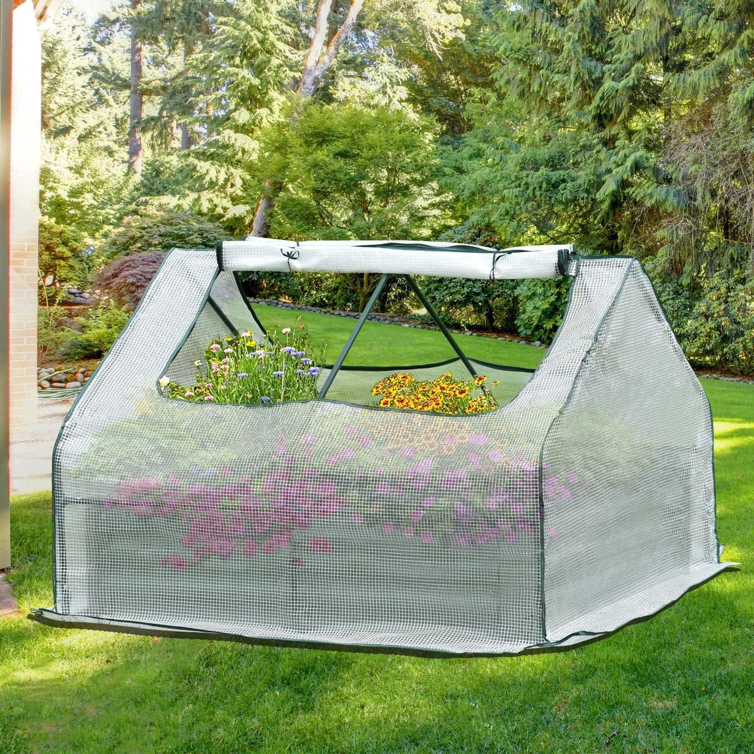 4.3' W x 4.3' D Raised Garden Bed Mini Greenhouse Kit