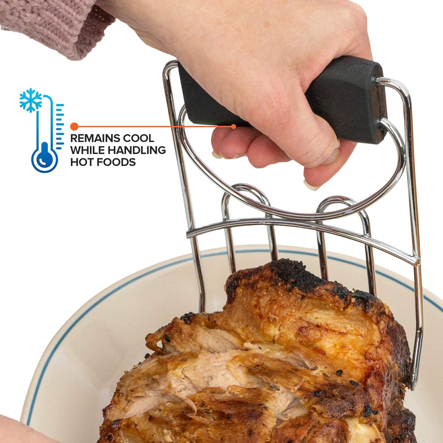 Heavy-Duty Stainless Steel Meat Shredding Claws with Black Rubber Handles