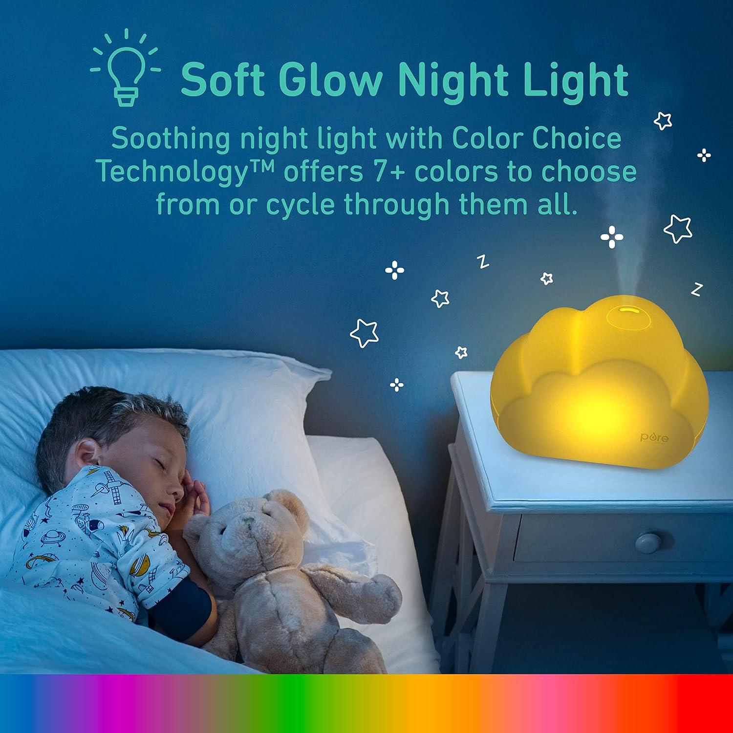 Pure Enrichment MistAire Cloud Ultrasonic Cool Mist Humidifier and Mood Light: Kids' Bedroom, Adjustable, Quiet, 24hr Run