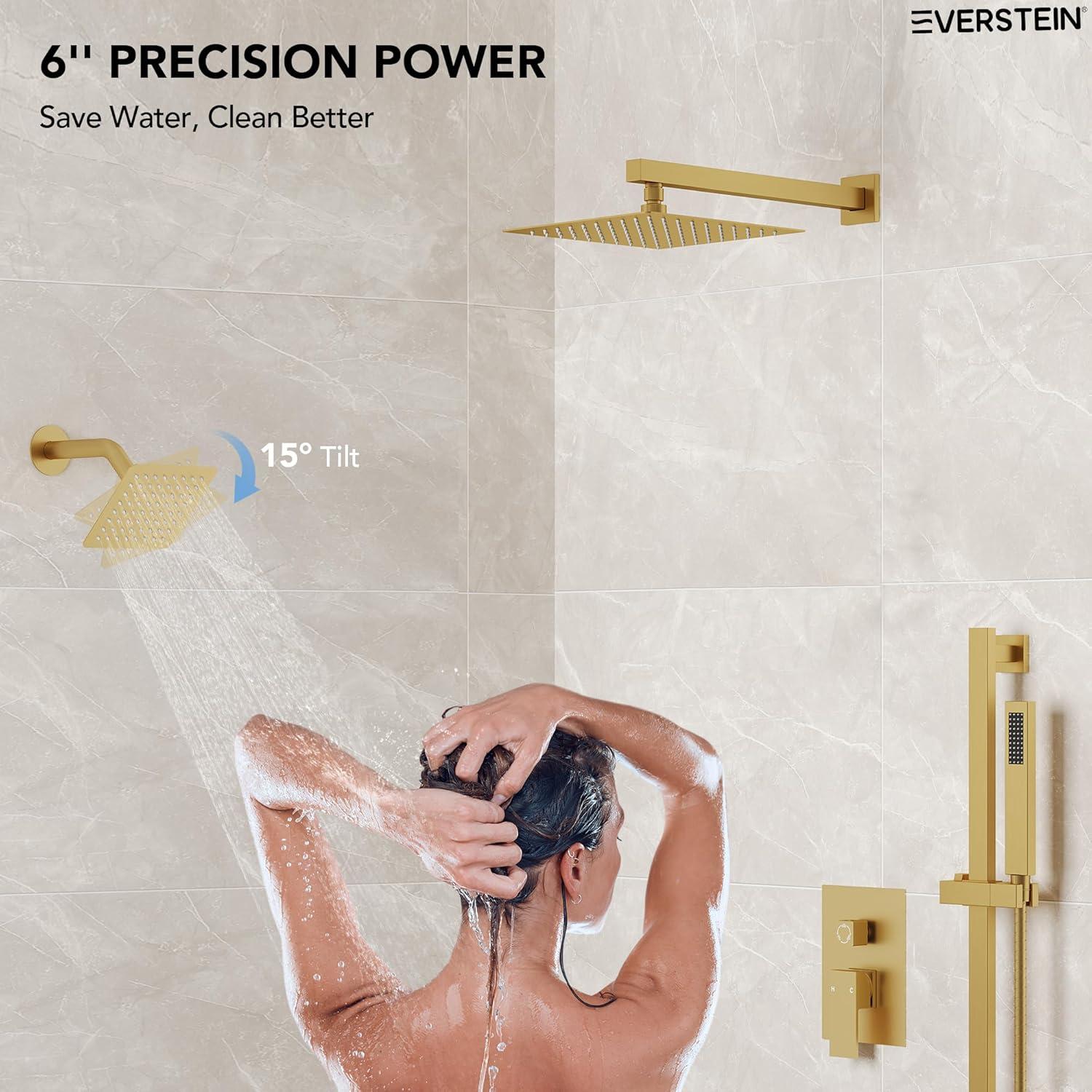 DualJetSpa Pressure-Balanced Shower System, Dual Wall Mount Showerheads with Slide Bar Handheld Spray