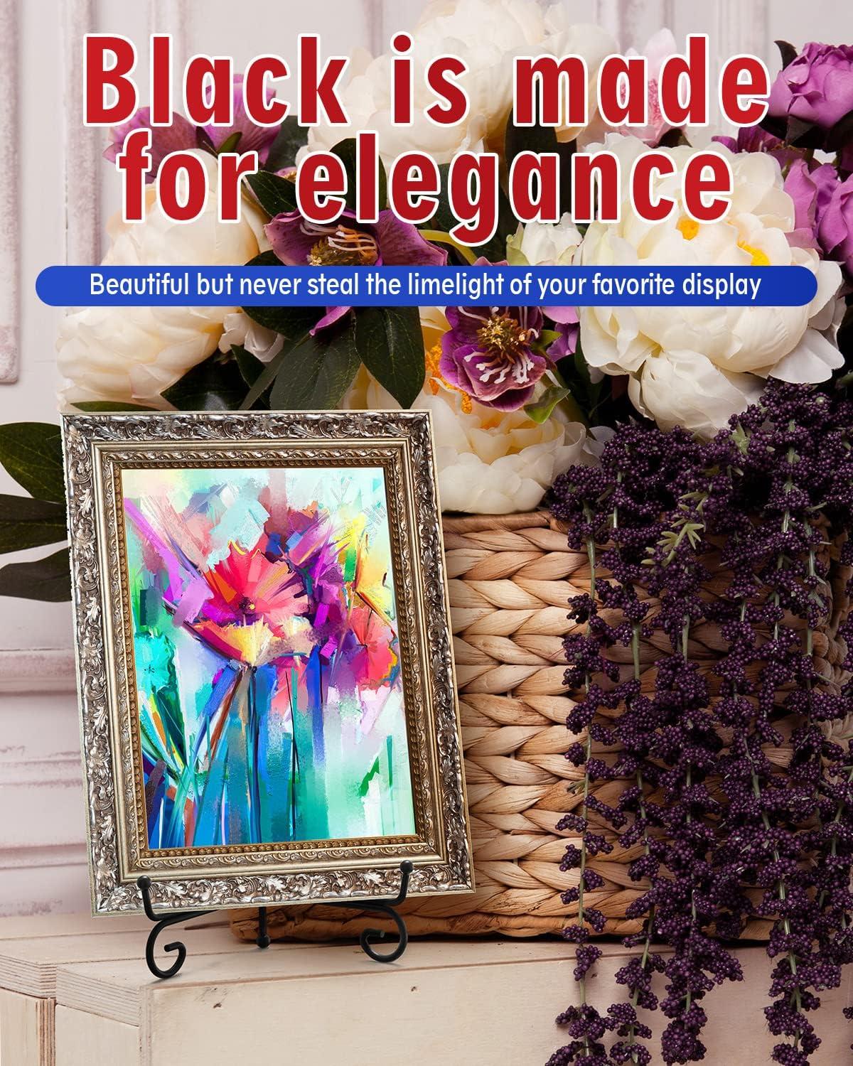 Iron Display Stand 10 Packs, 6 Inches Plate Stand Picture Stand Photo Stand for Display, Black Foldable Easel Stand Holder for Photo Frame, Artwork, Collection, Decorative Plate, Book, Office