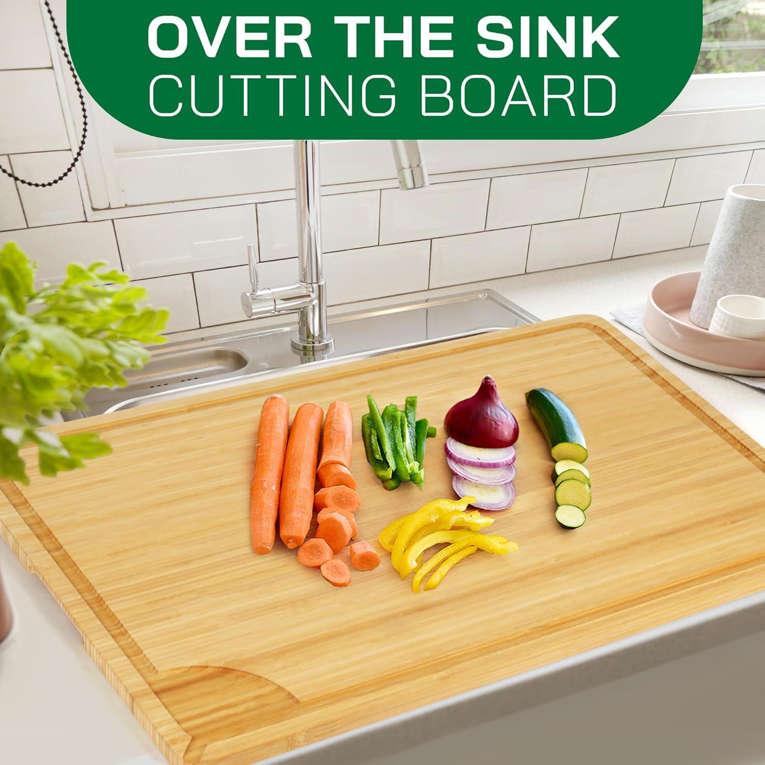 Extra Large Bamboo Cutting Board with Juice Groove and Handles