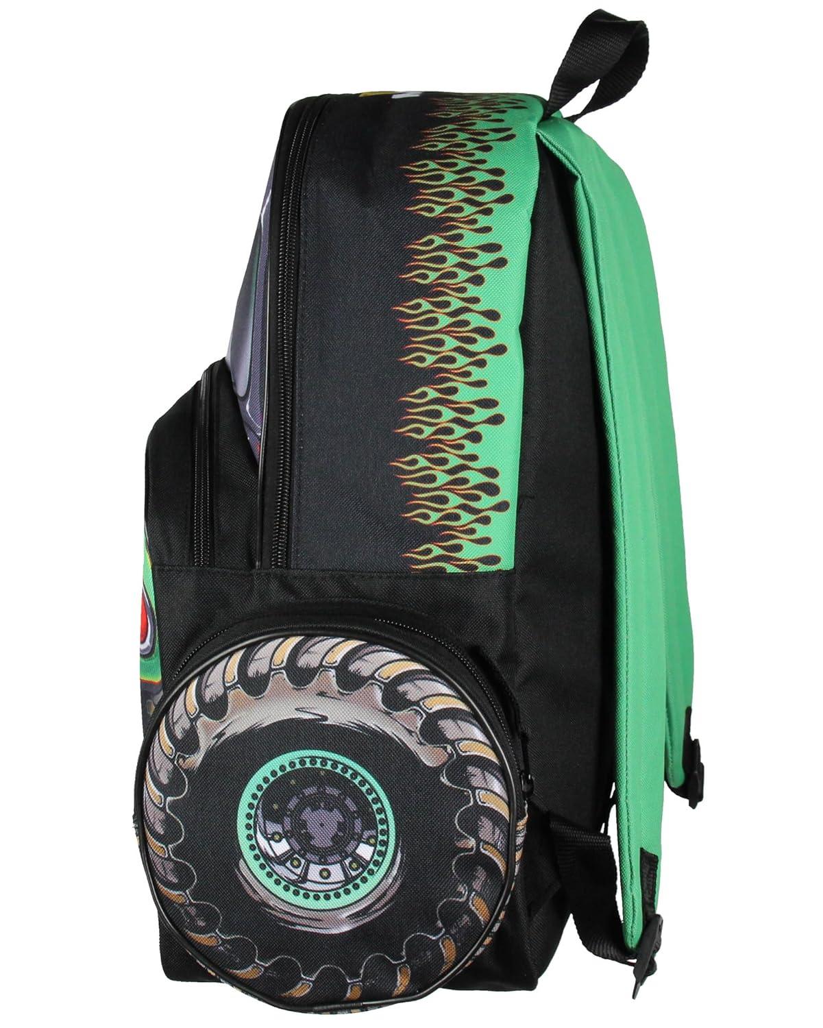 Monster Jam Backpack Grave Digger Truck Shaped Dual Compartment Tote Bag Book Bag for Travel Daily Use