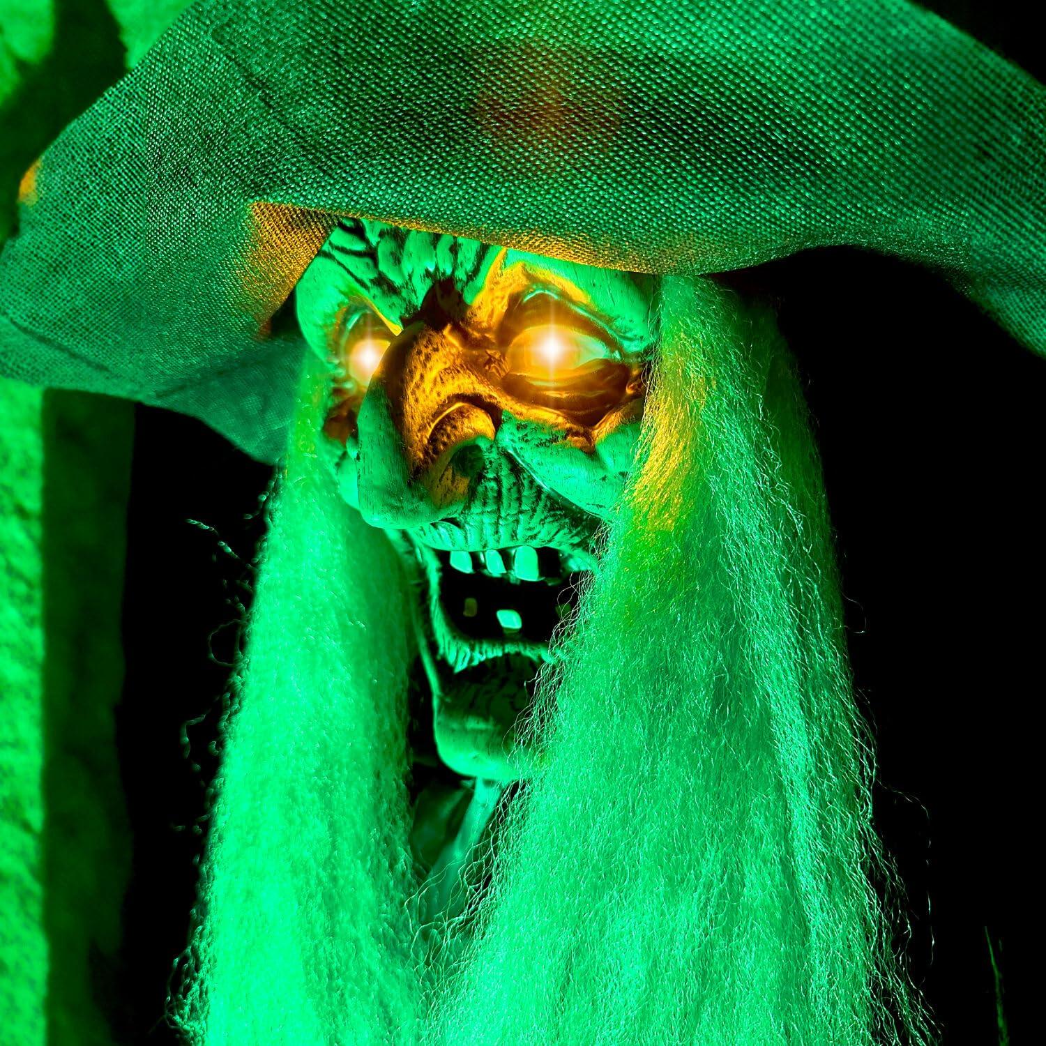 Haunted Hill Farm Lifesize Witch Prop with Lights and Sound, Indoor/Covered Outdoor Halloween Decoration