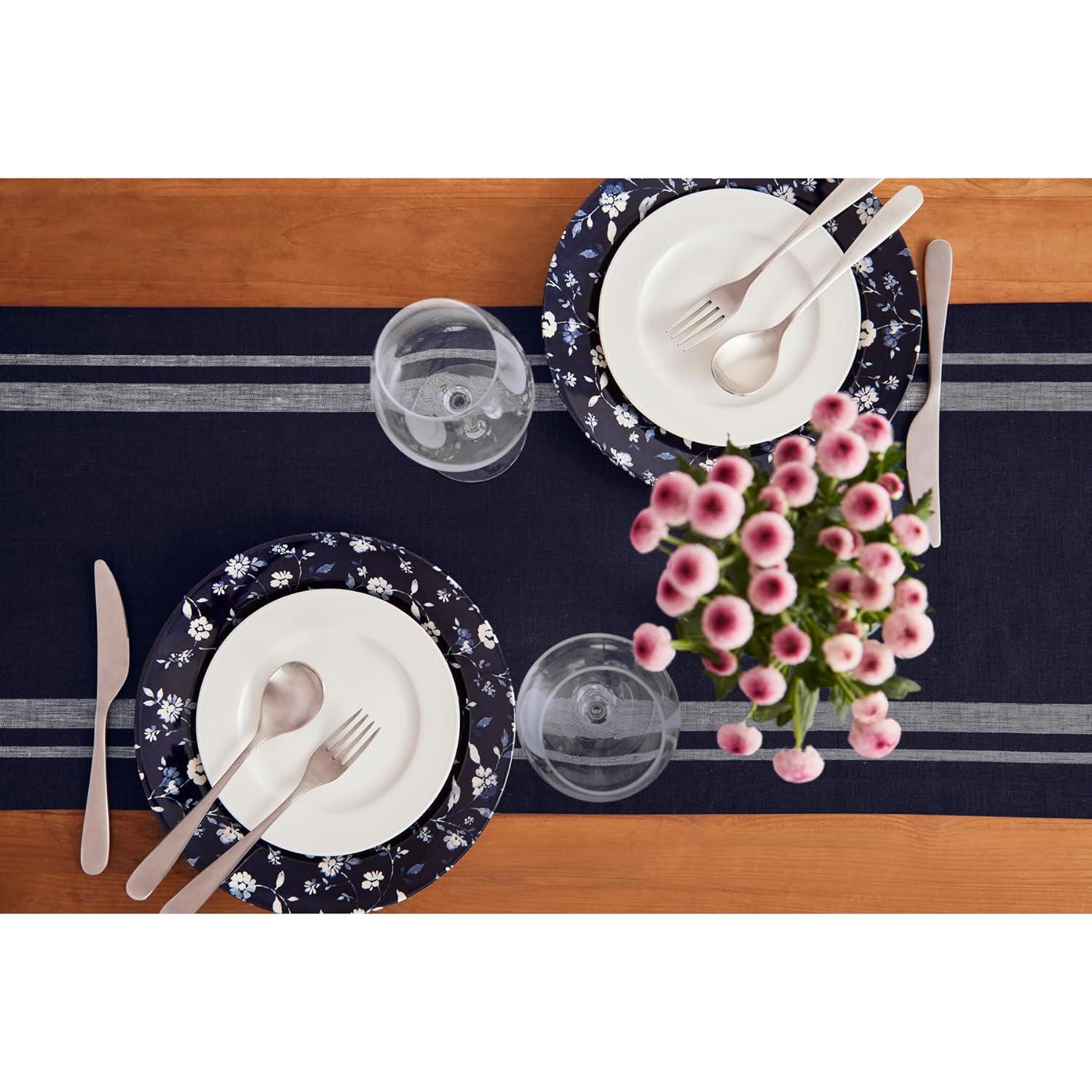 Solino Home French Stripe - 100% Pure Linen Table Runner