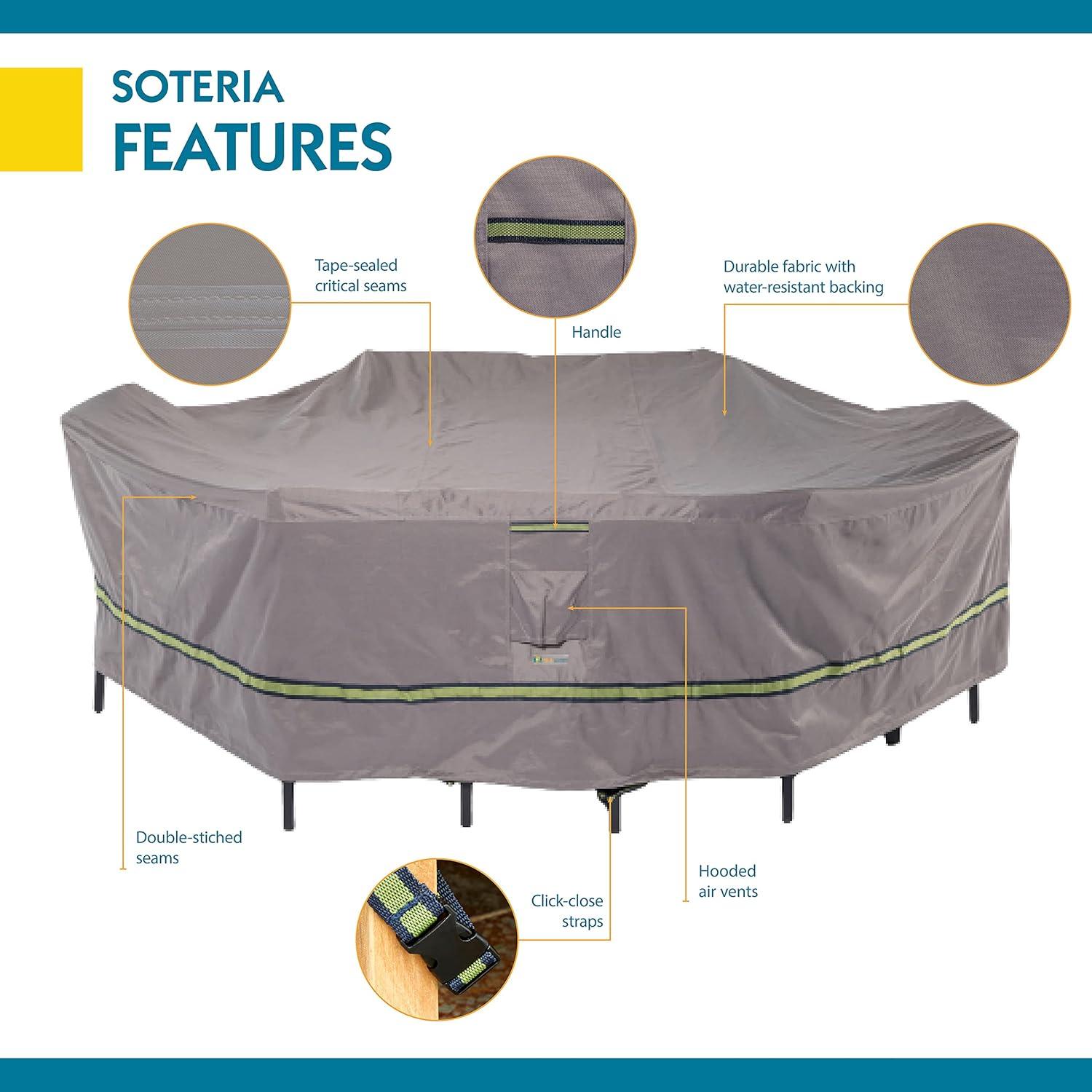 Duck Covers Soteria Waterproof 96 Inch Rectangular/Oval Patio Table with Chairs Cover