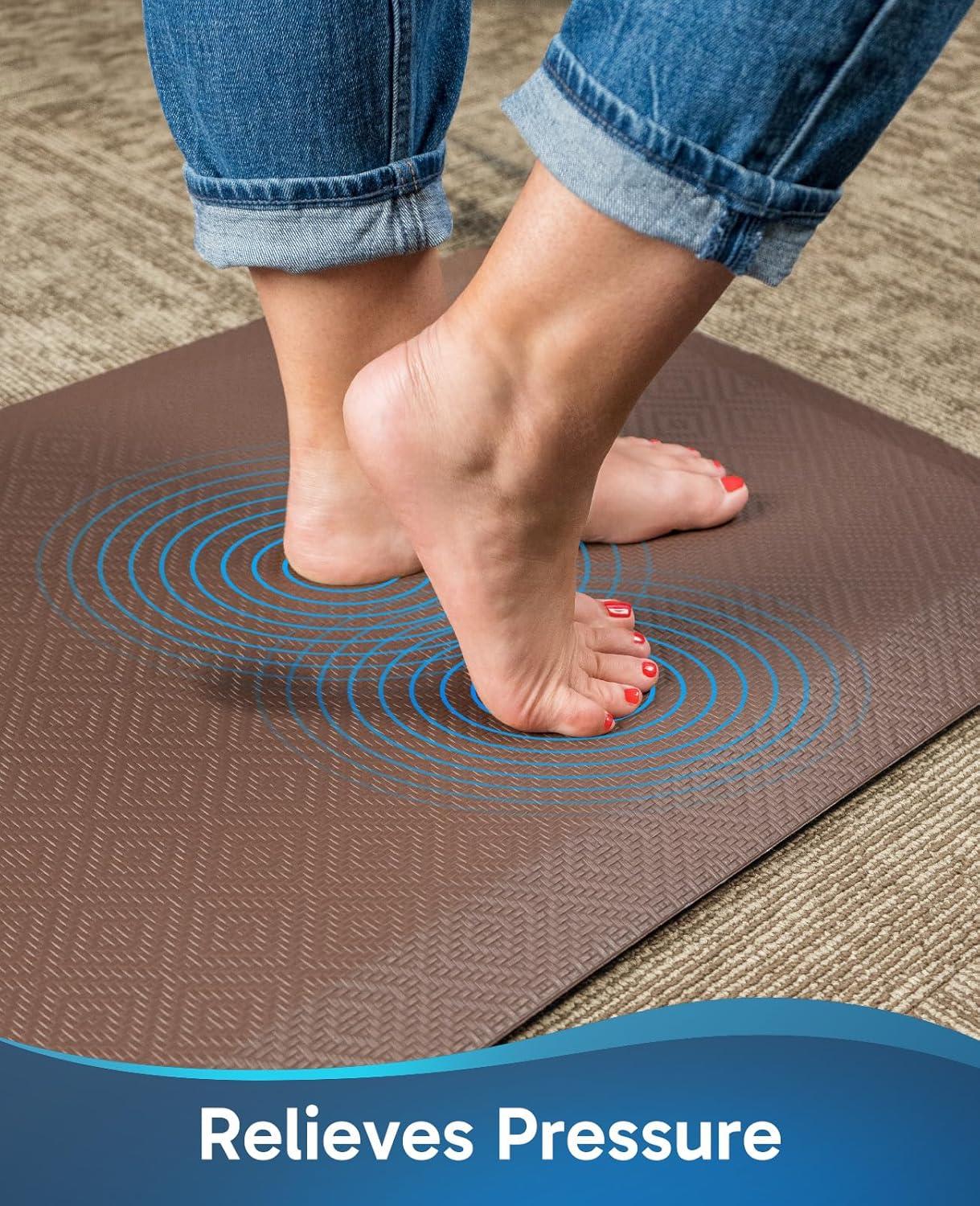 Ophanie Kitchen mats for Floor, 3/4 inch Thick, Kitchen Rugs, Anti Fatigue Standing Cushioned Mat, Waterproof,Comfort Ergonomic mat for Office, Home, Sink, 20''x39'' Brown Non-Slip Bottom