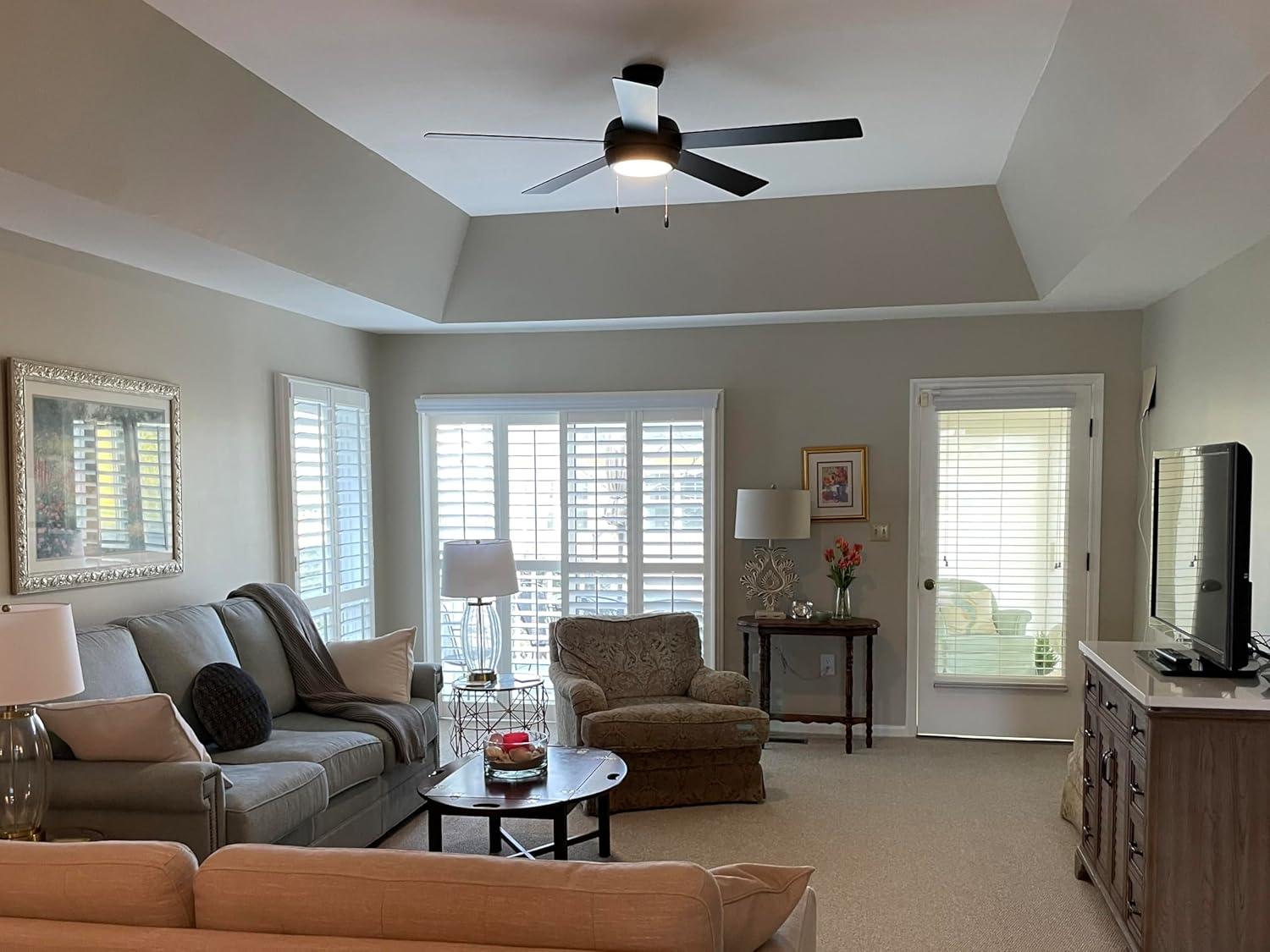 Matte Black 60" LED Ceiling Fan with Walnut Blades