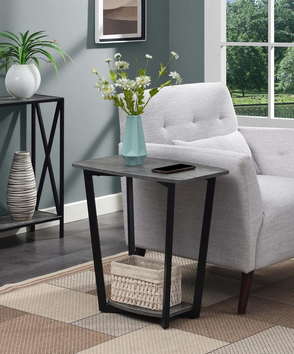 Graystone End Table with Shelf - Cement/Black