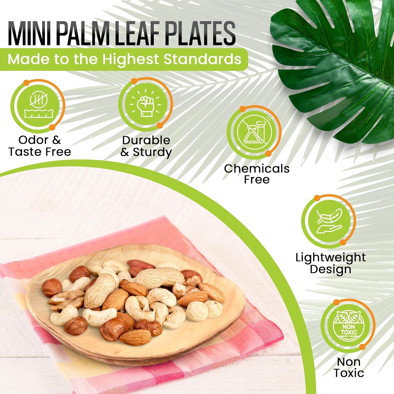 Eco-Friendly Square Bamboo Compostable Plates, 4-Inch, 100-Pack