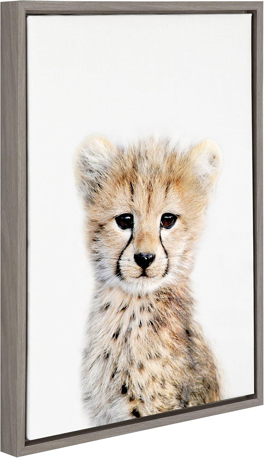 Baby Cheetah Portrait Framed Canvas Wall Art