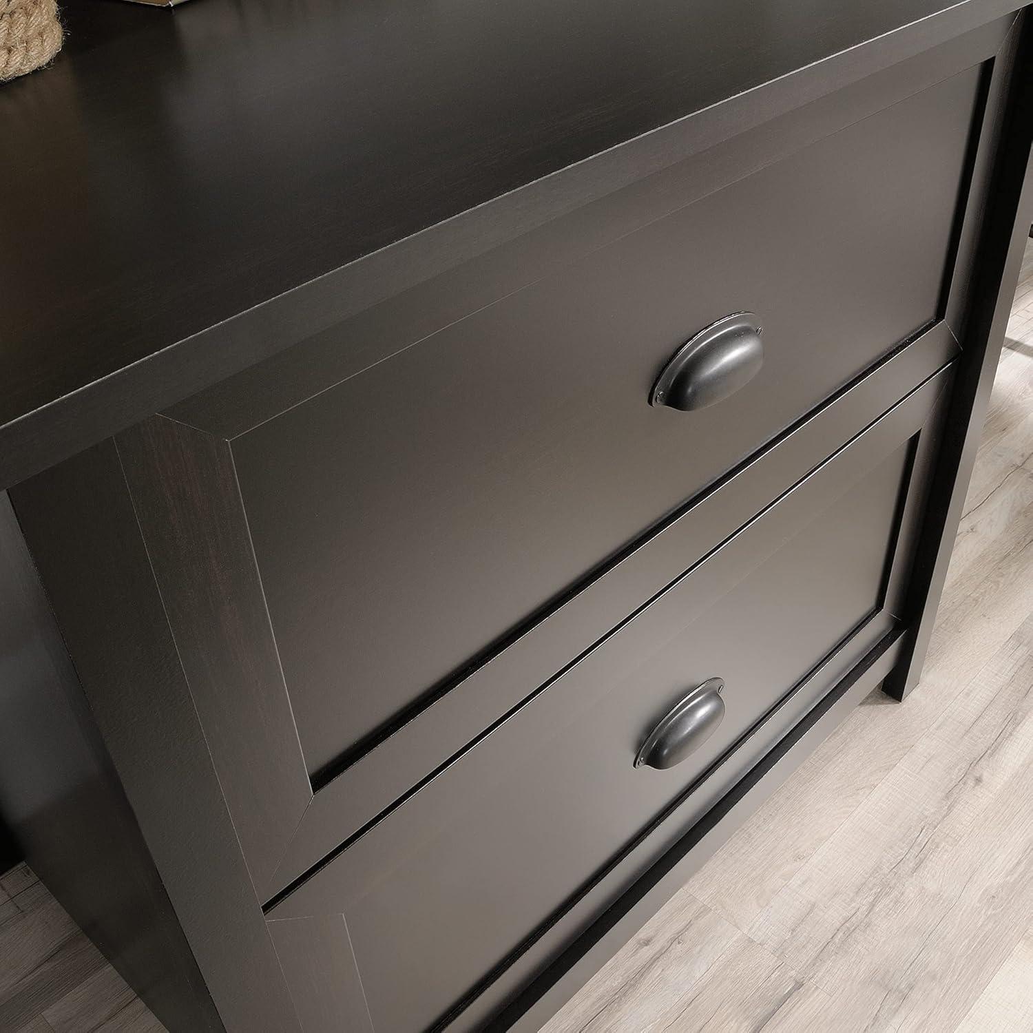 2 Drawer County Line Lateral File Cabinet Estate Black - Sauder: Modern Style, MDF, Paper Laminate Surface