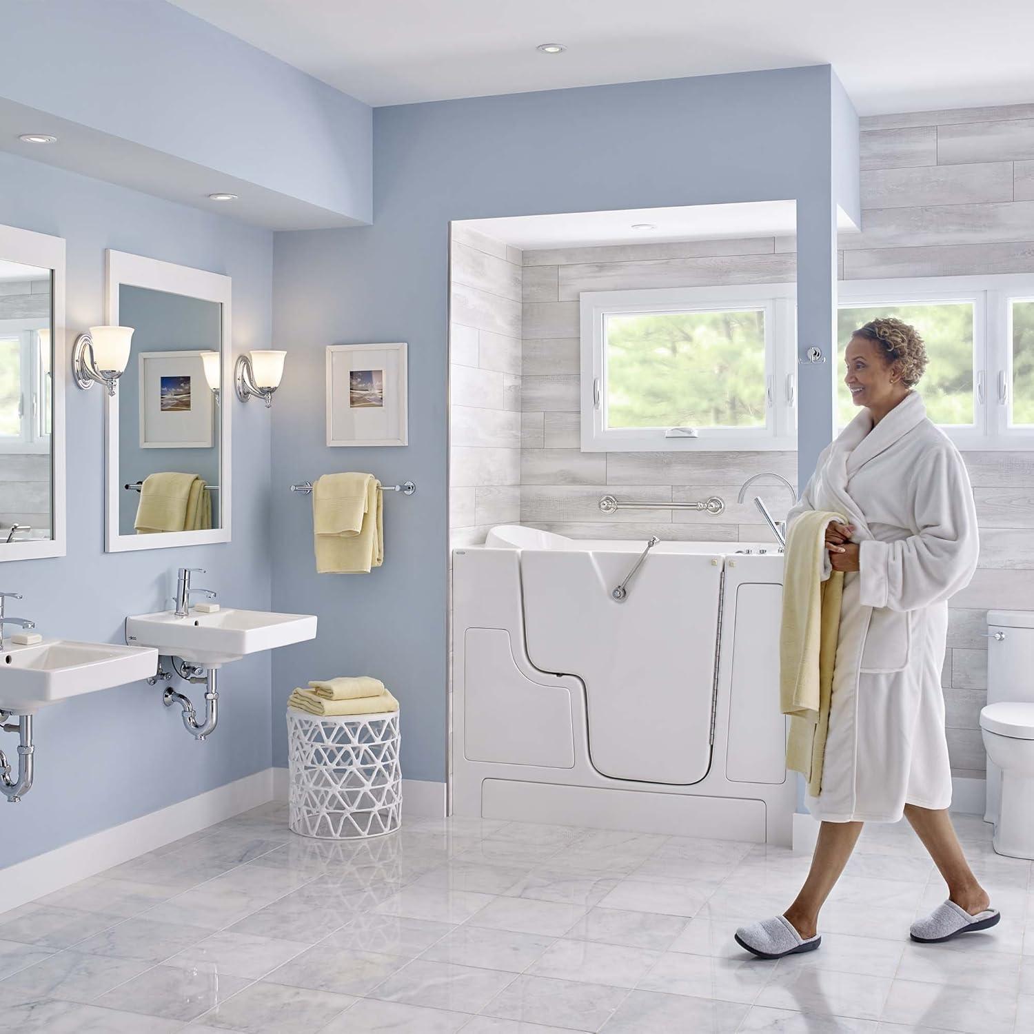 White Ceramic Wall-Mount Rectangular Bathroom Sink with Overflow