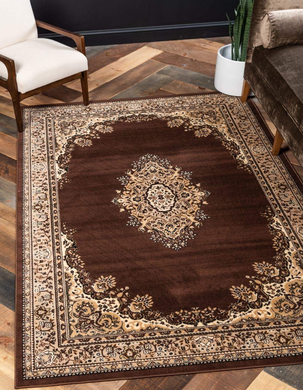 Handmade Medallion Charm Brown Synthetic 5' x 8' Rectangular Rug