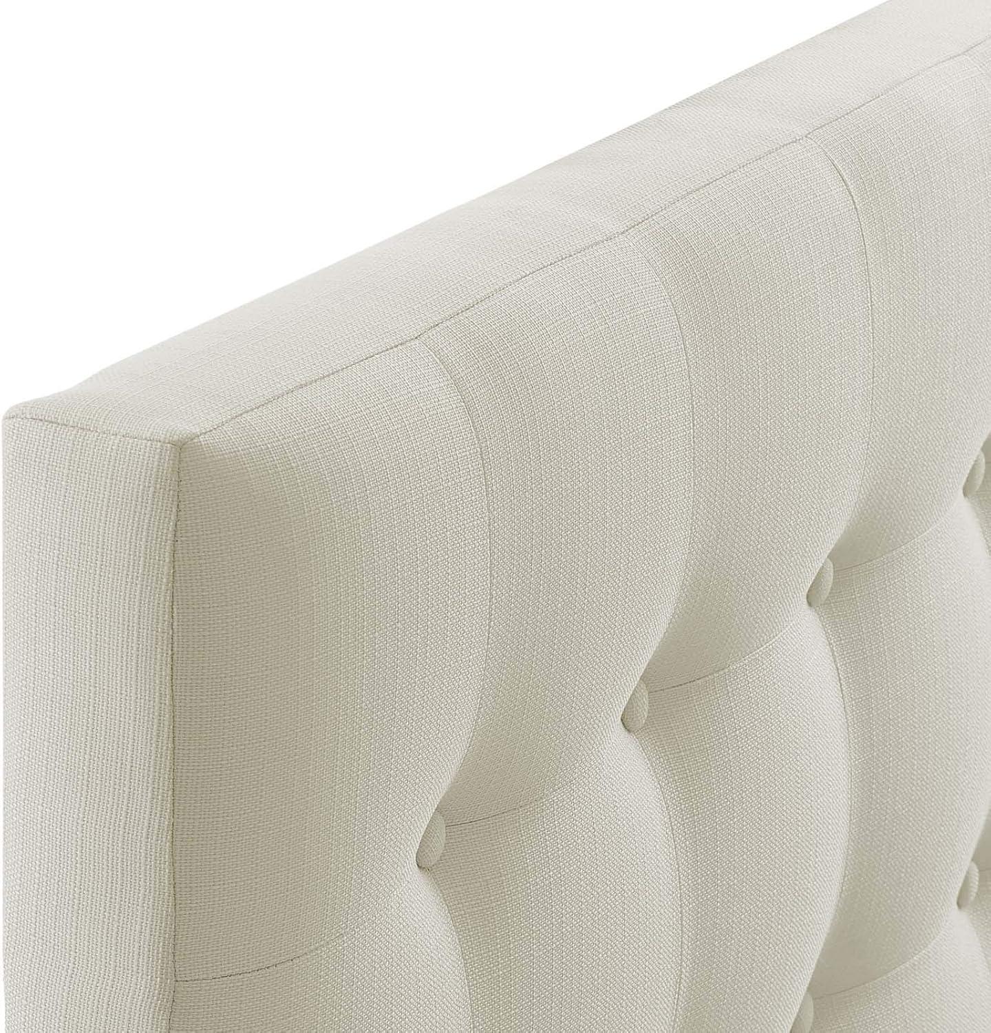 Ivory Twin Tufted Upholstered Fabric Headboard