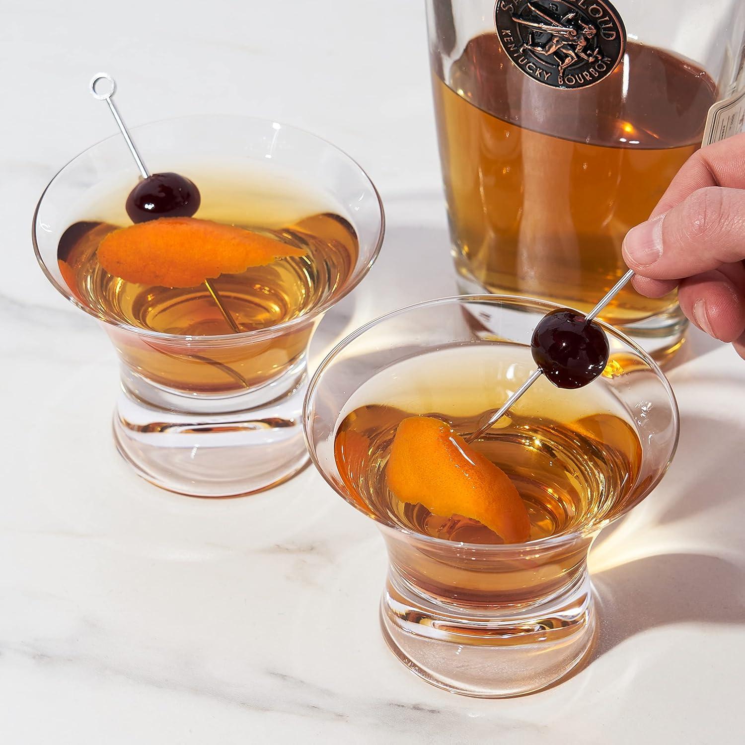Viski Raye Heavy Base Stemless Crystal Manhattan Glasses (Set of 2)