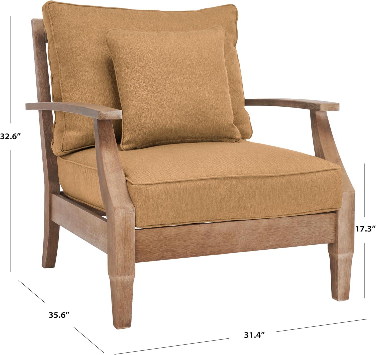SAFAVIEH Couture Martinique Coastal Eucalyptus Wood Solid Armchair, Natural/Grey