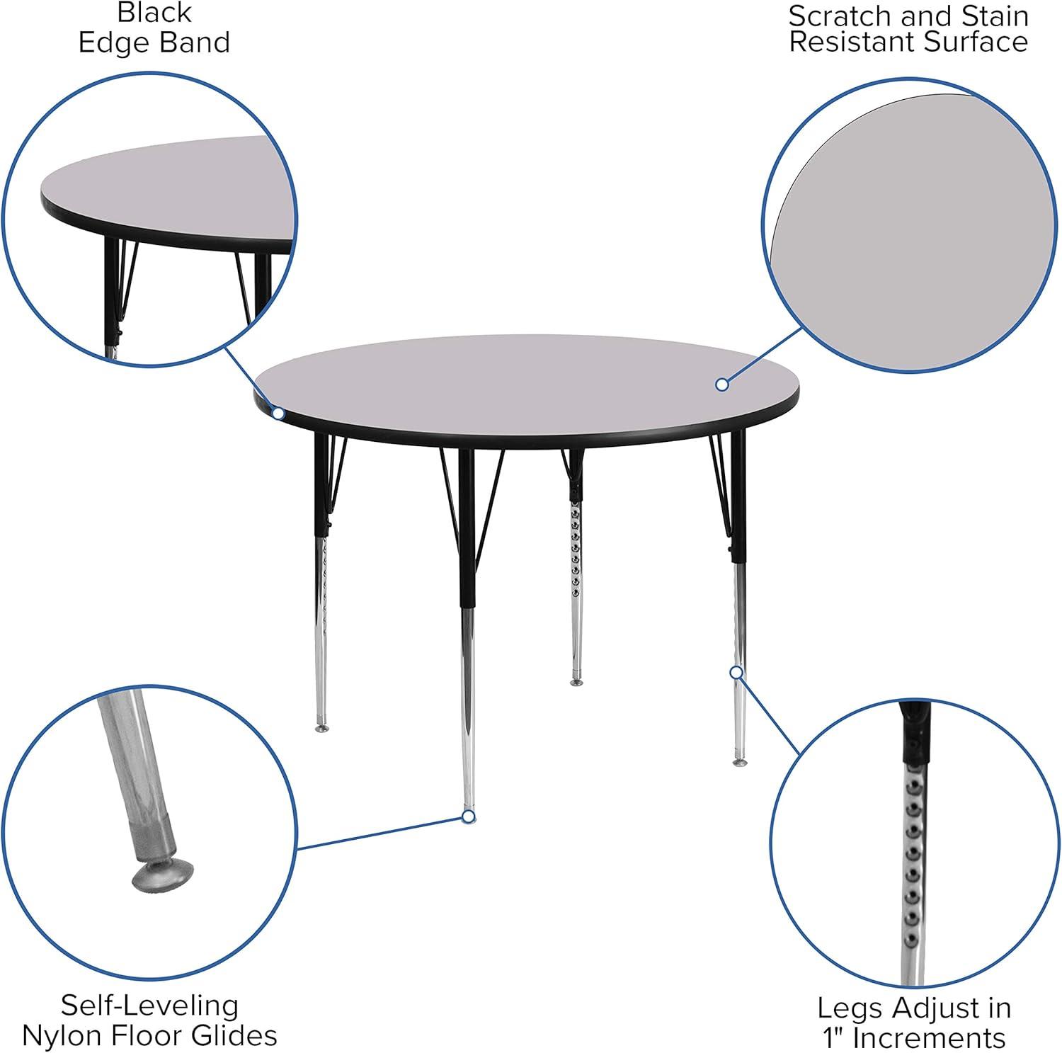 Flash Furniture Goddard 42'' Round Thermal Laminate Activity Table - Adjustable Legs