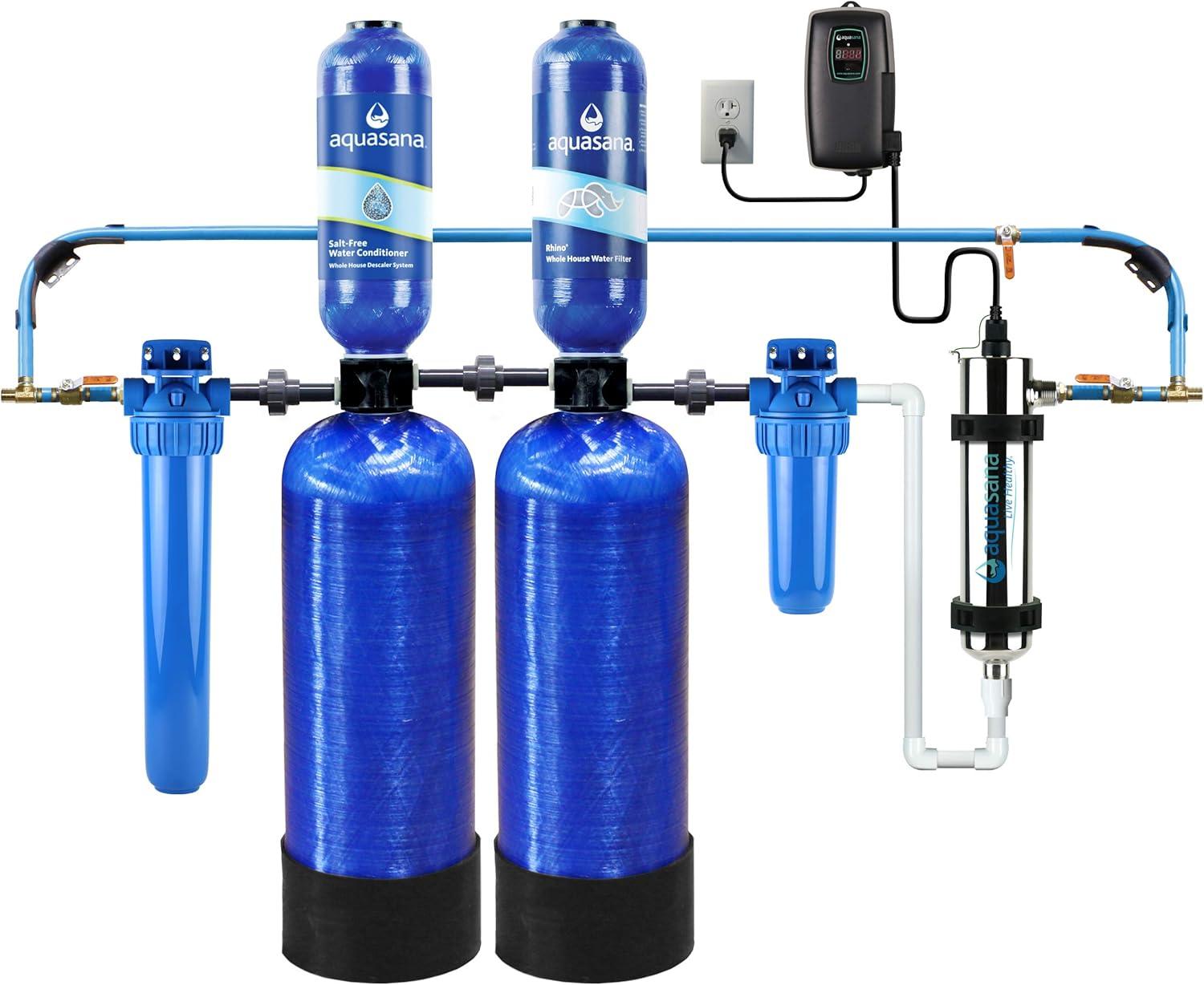 Aquasana Whole House Well Water Filter System - Water Softener Alternative w/ UV Purifier - EQ-WELL-UV-PRO-AST