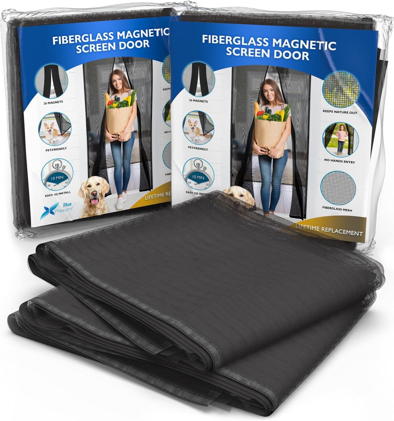 Easy Install Upgraded Magnetic Screen Door Mesh 38”x82” – Strong Magnets, Pet Tested, Keeps Bugs Out