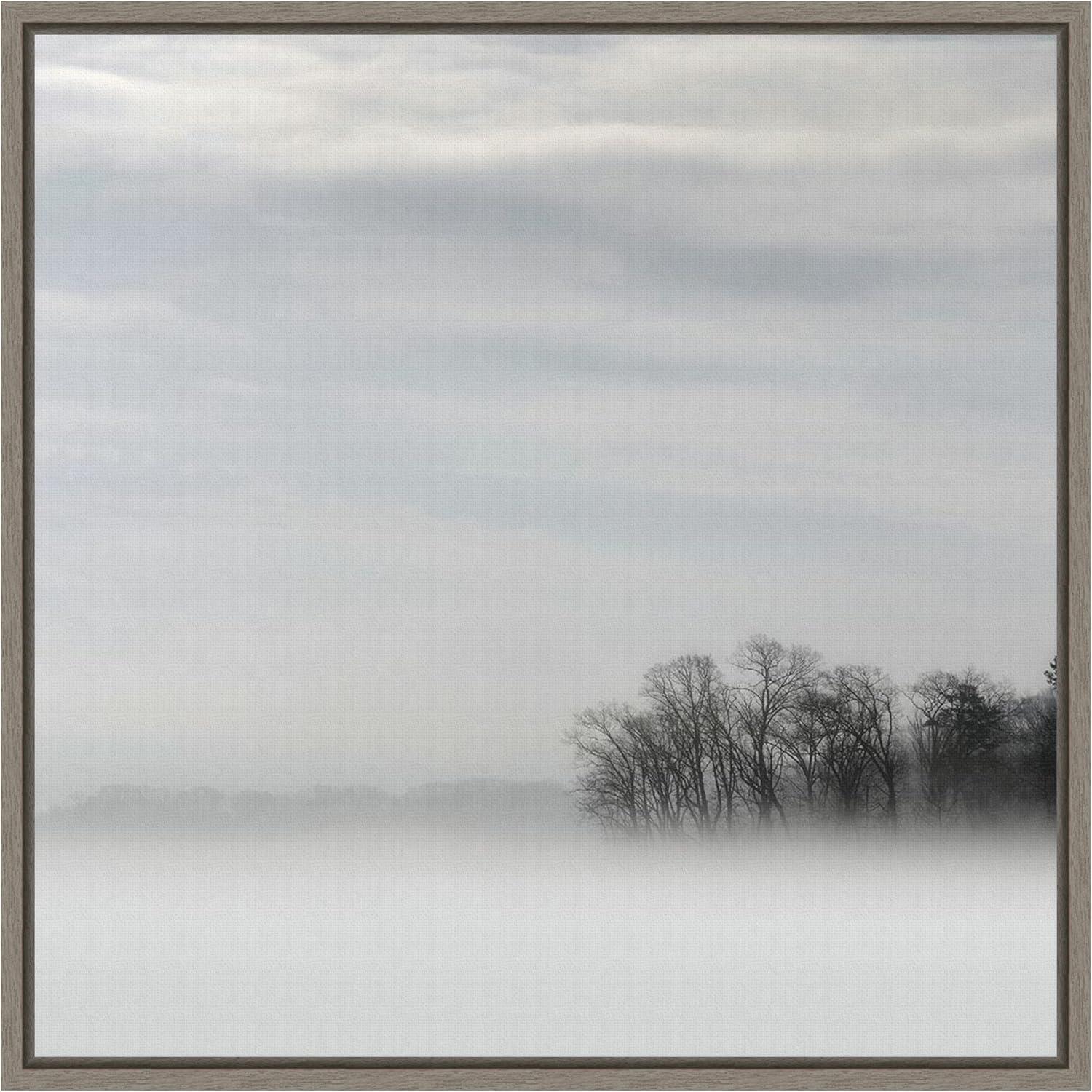 Amanti Art Lake of Fog and Trees by Nicholas Bell Canvas Wall Art Print Framed 16 x 16-in.