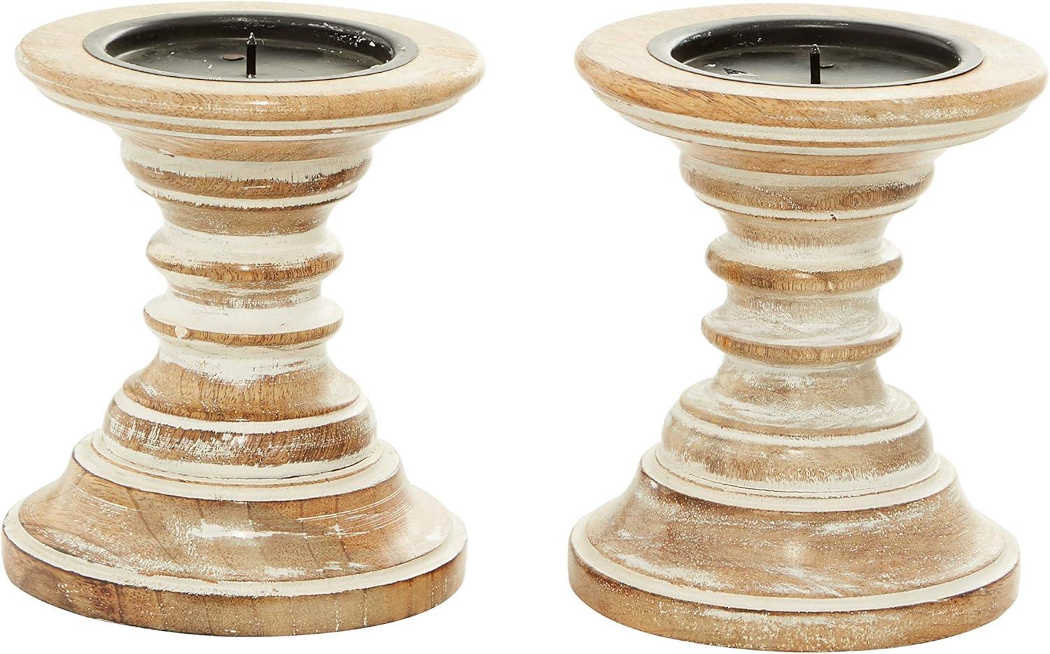 Candle Stands - Wood Candle Holder Pair