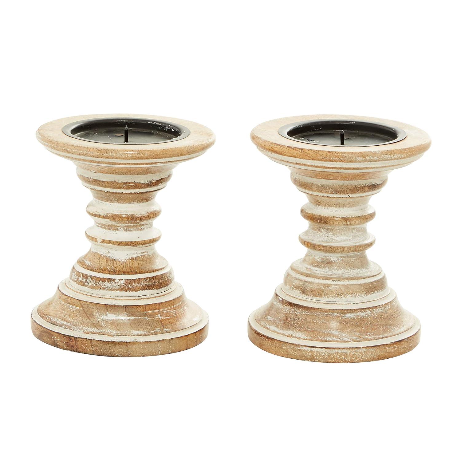 Candle Stands - Wood Candle Holder Pair