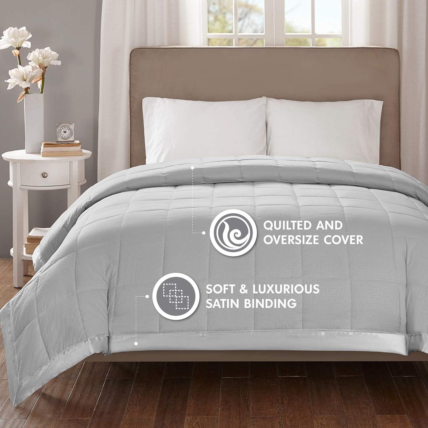 Madison Park Cambria Oversized Down Alternative Blanket with Satin Trim