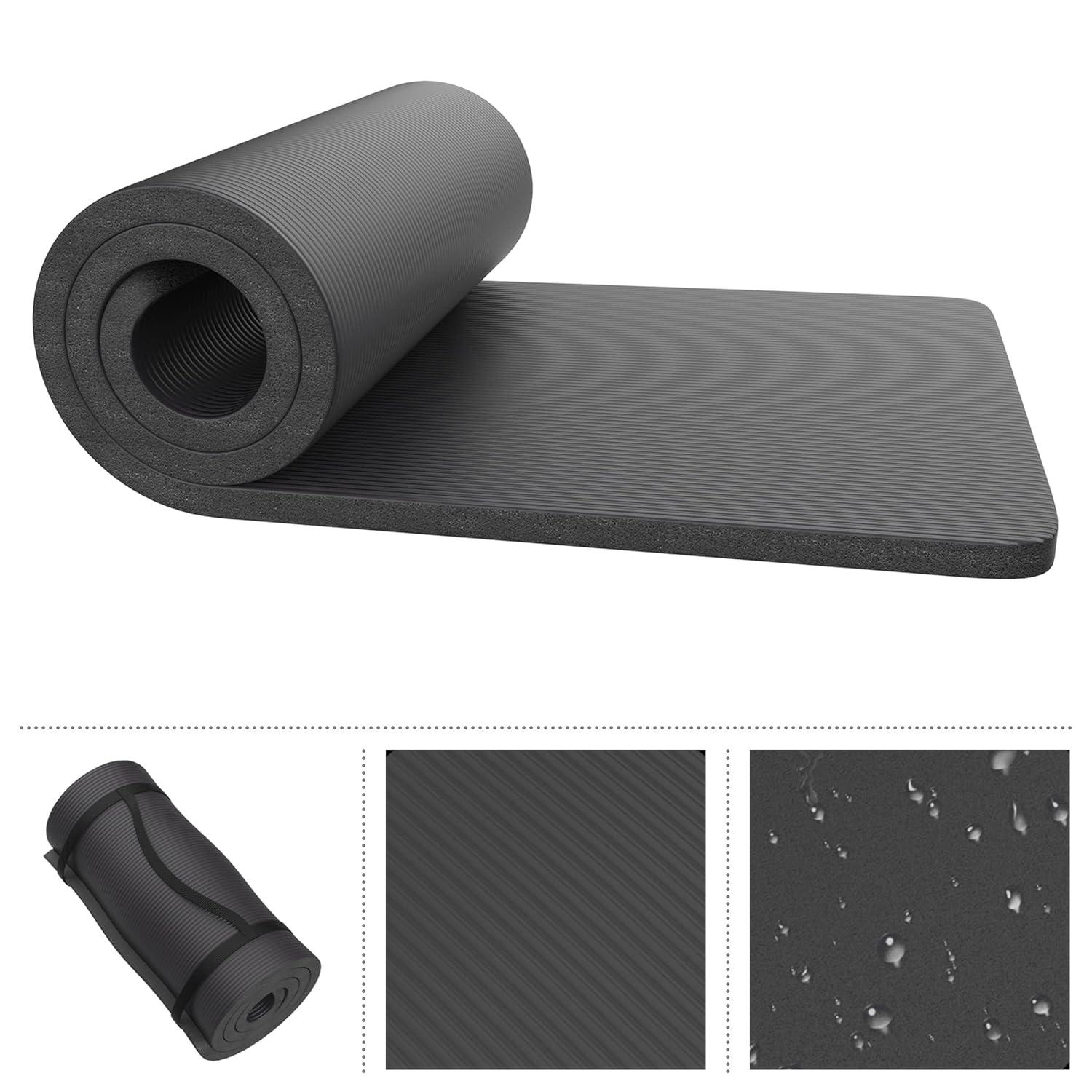 Set of 2 Foam Sleeping Mats for Camping – Extra-Thick 1.25-Inch Waterproof Sleep Pad Set with Carry Straps for Tents or Sleepovers by Wakeman (Black)