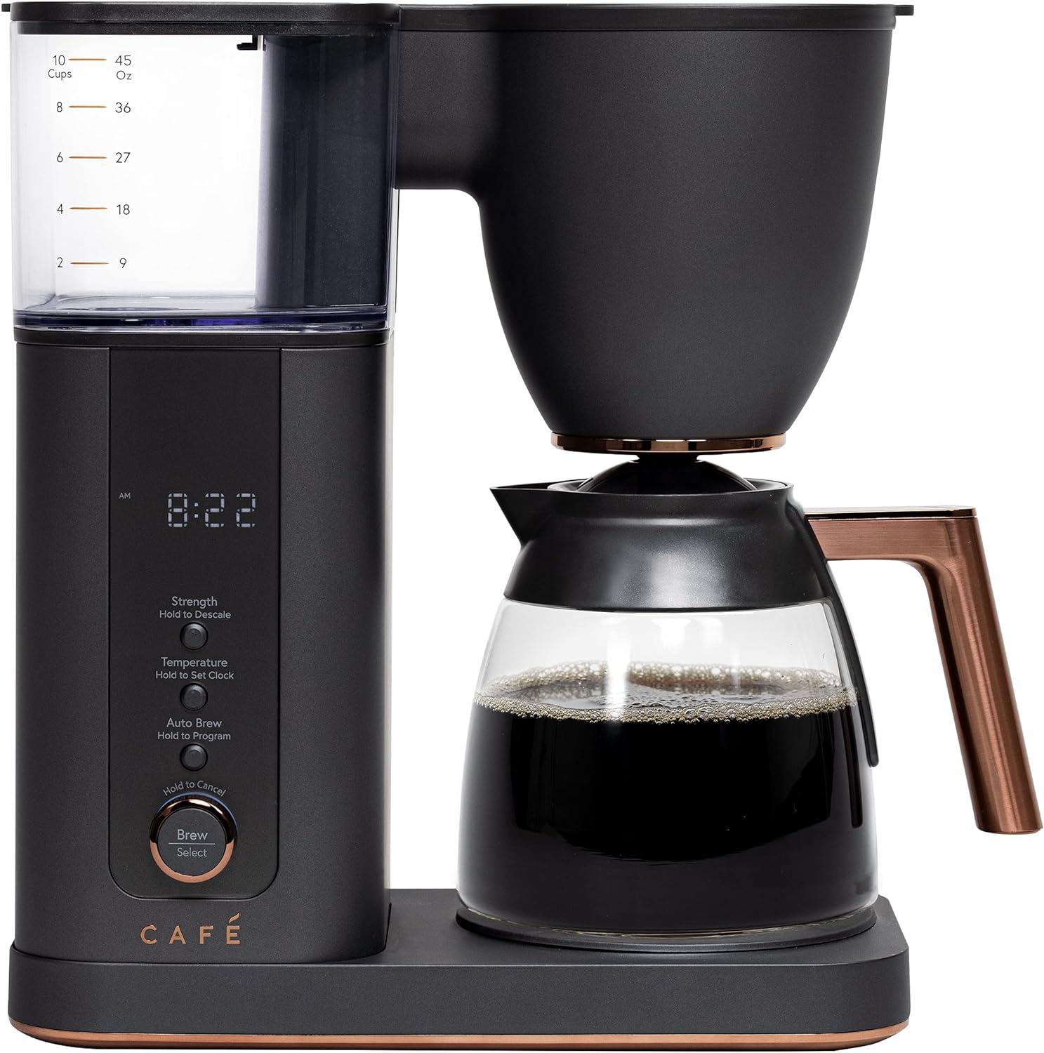 Café ™ Matte Black 10-Cup Drip Coffee Maker with Glass Carafe