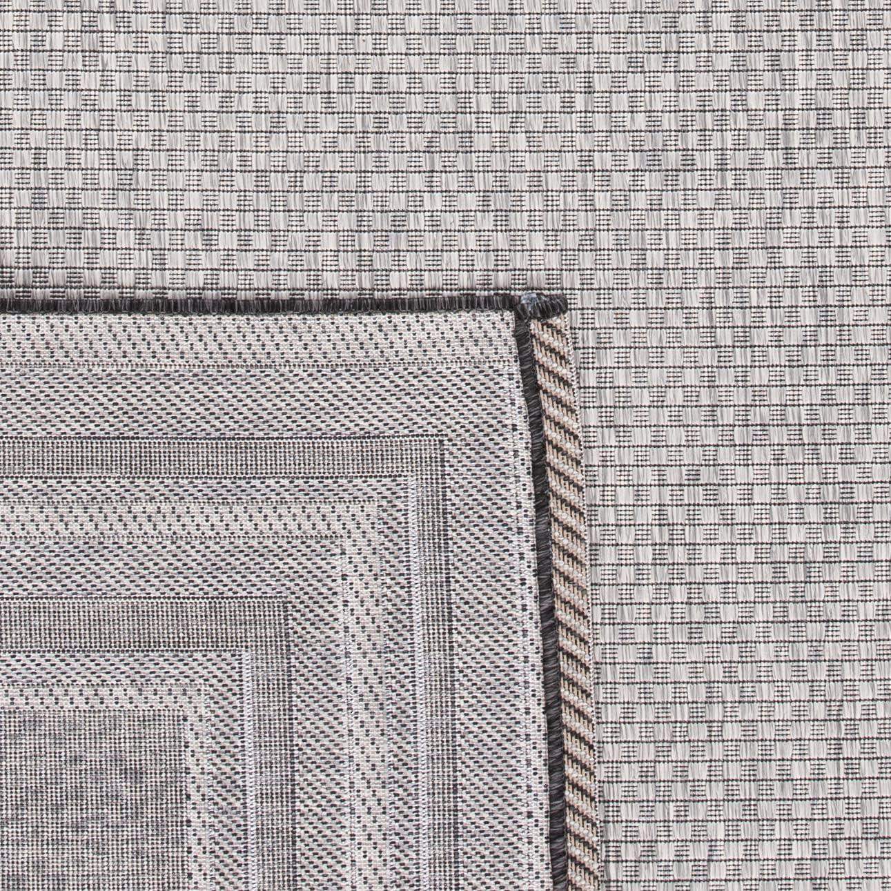 Courtyard CY8475 Power Loomed Indoor and Outdoor Area Rug - Light Grey/Black - 6'7"x6'7" - Safavieh