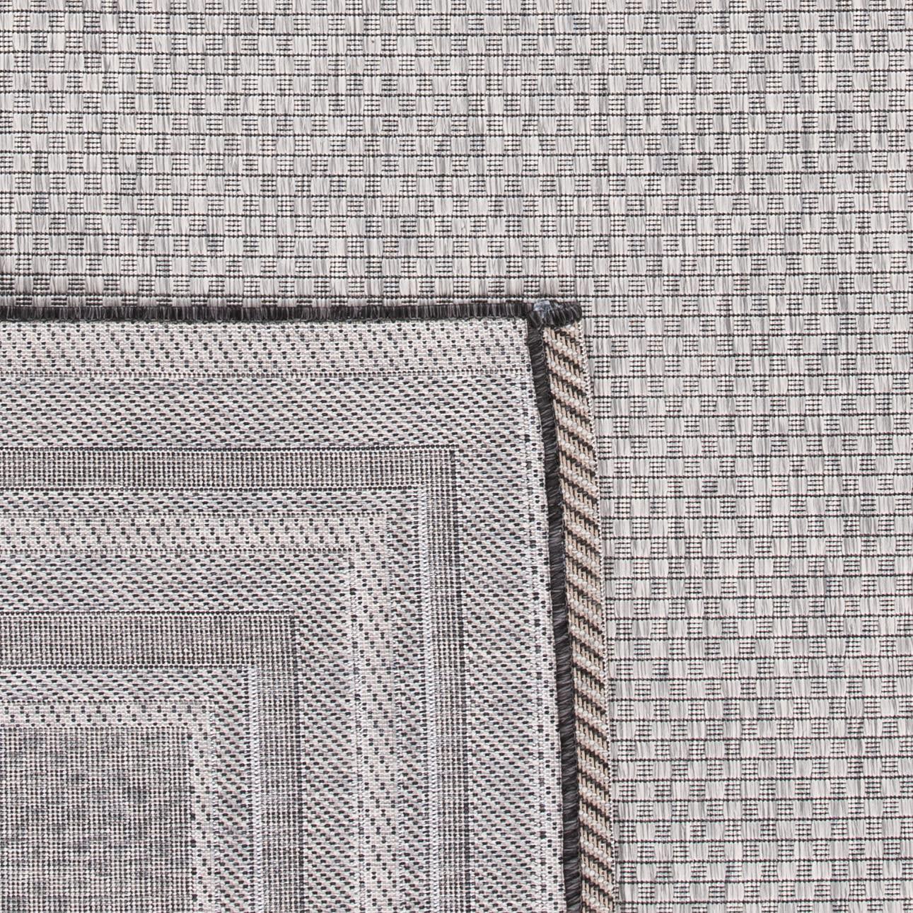Courtyard CY8475 Power Loomed Indoor and Outdoor Area Rug - Light Grey/Black - 6'7"x6'7" - Safavieh