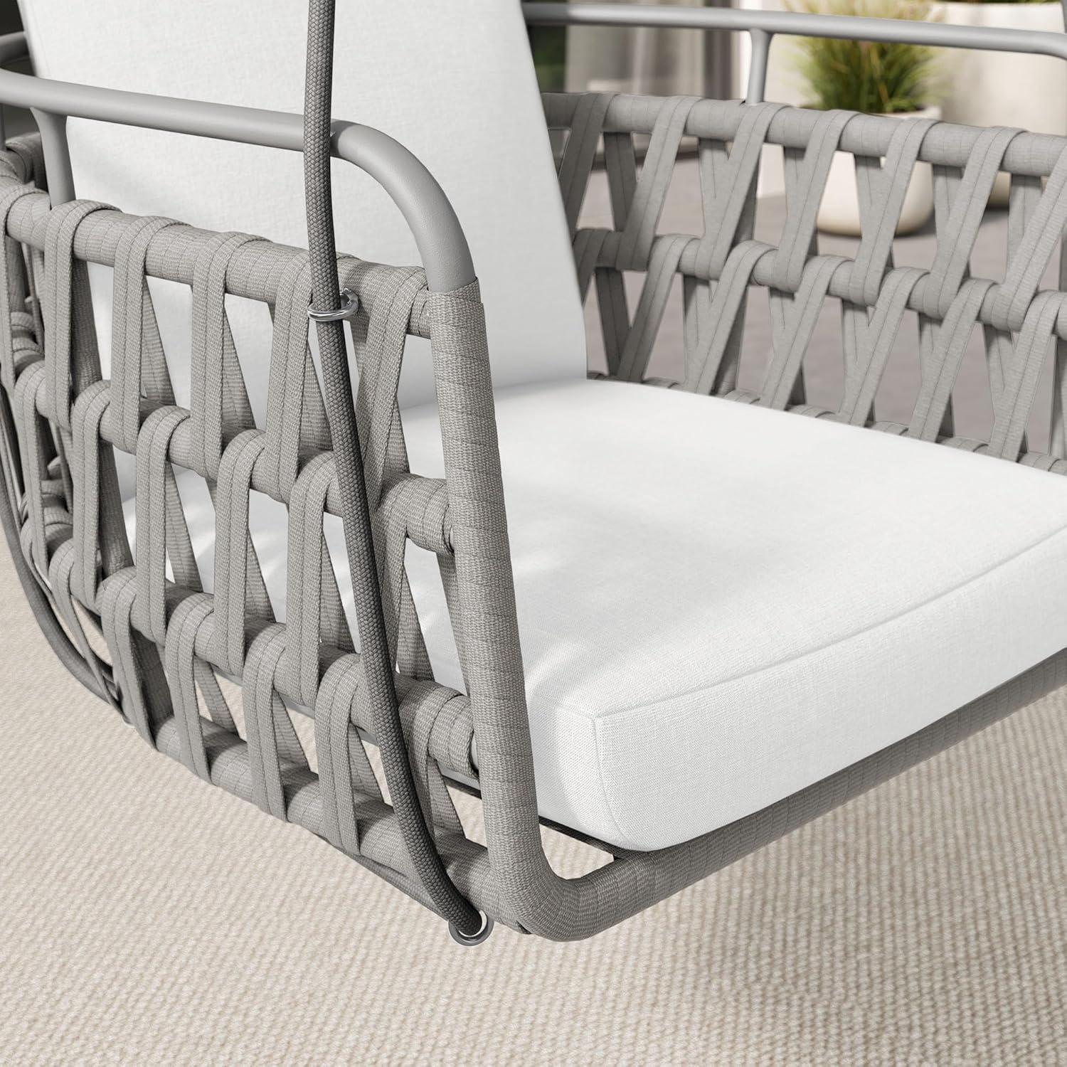 Modway Kaliah Outdoor Patio Aluminum Swing Chair in Light Gray White