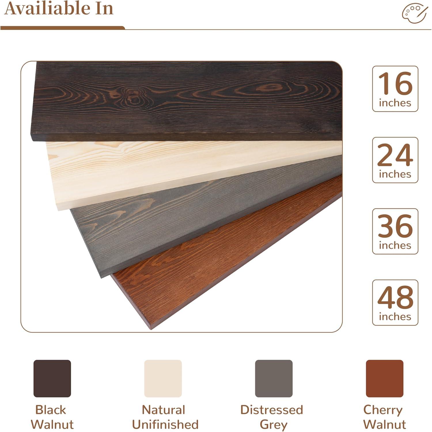 Marsmiles Wood Floating Shelves for Wall - 24 Inch Dark Wood Shelves Set of 2 - Dark Wooden Floating Shelves for Fireplace Living Room Bedroom