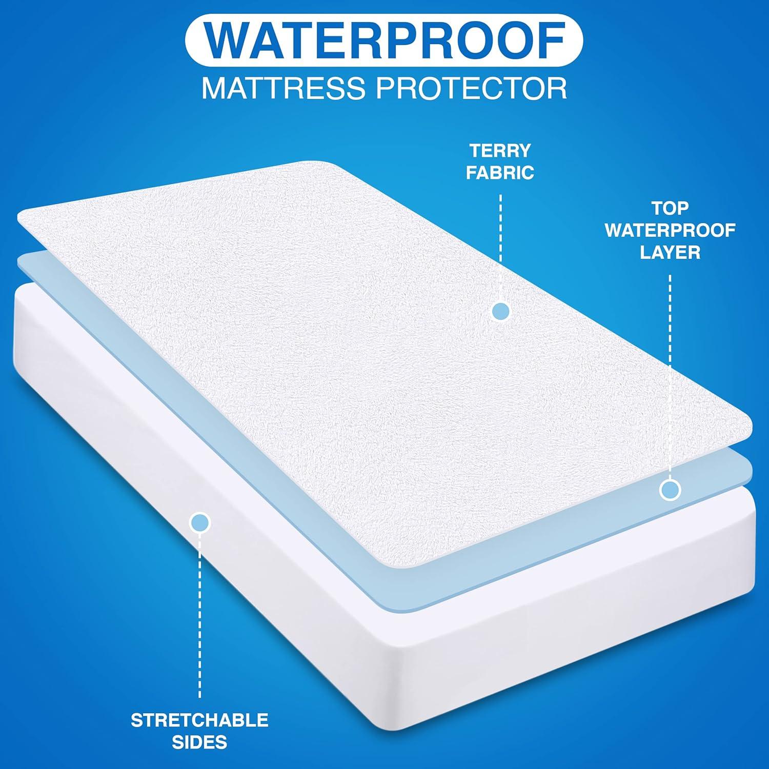 Utopia Bedding Premium Waterproof Mattress Protector Queen 200 GSM, Mattress Cover, Breathable, Fitted Style with Stretchable Pockets