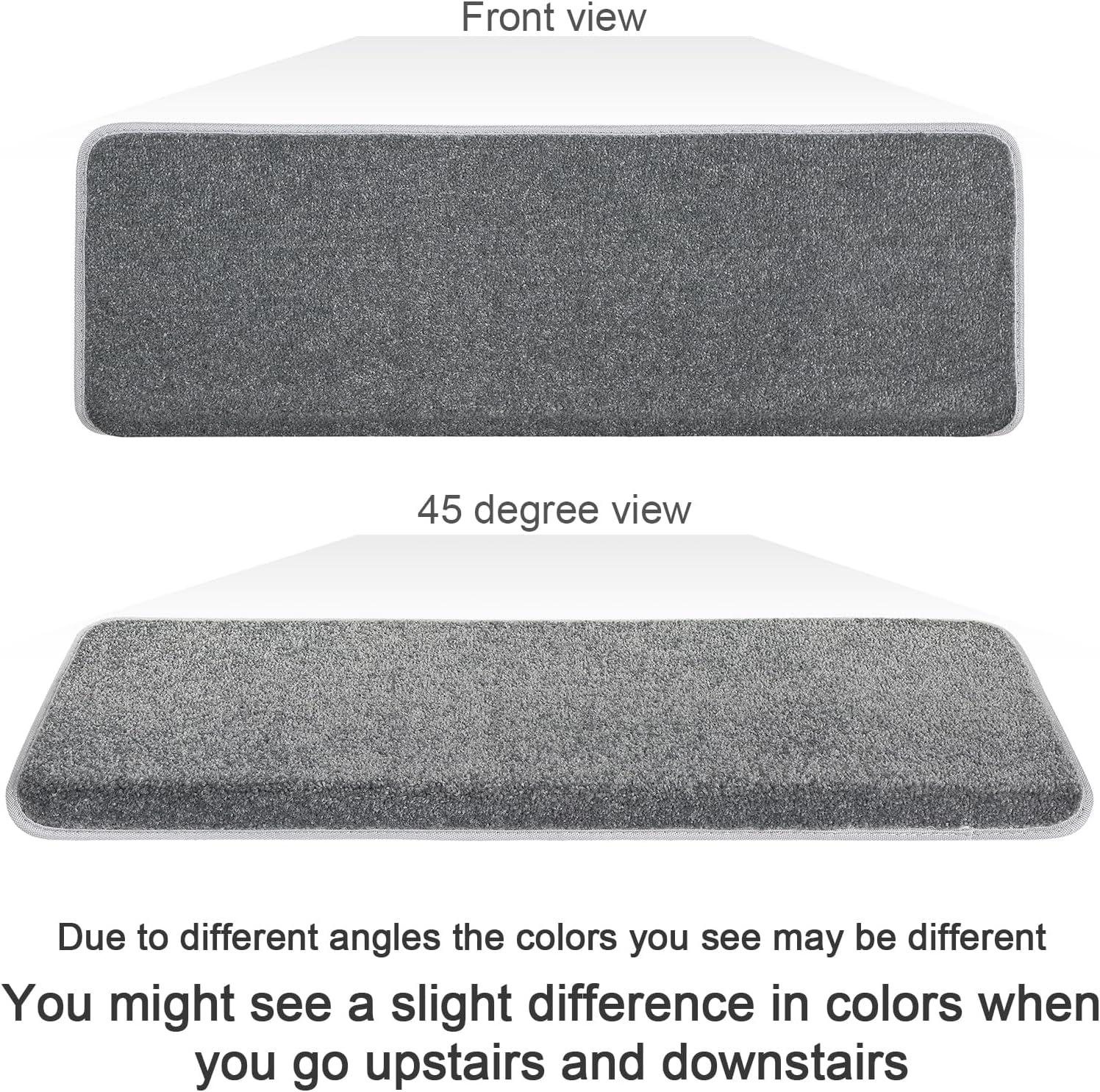 Light Gray Bullnose Carpet Stair Treads Set of 14