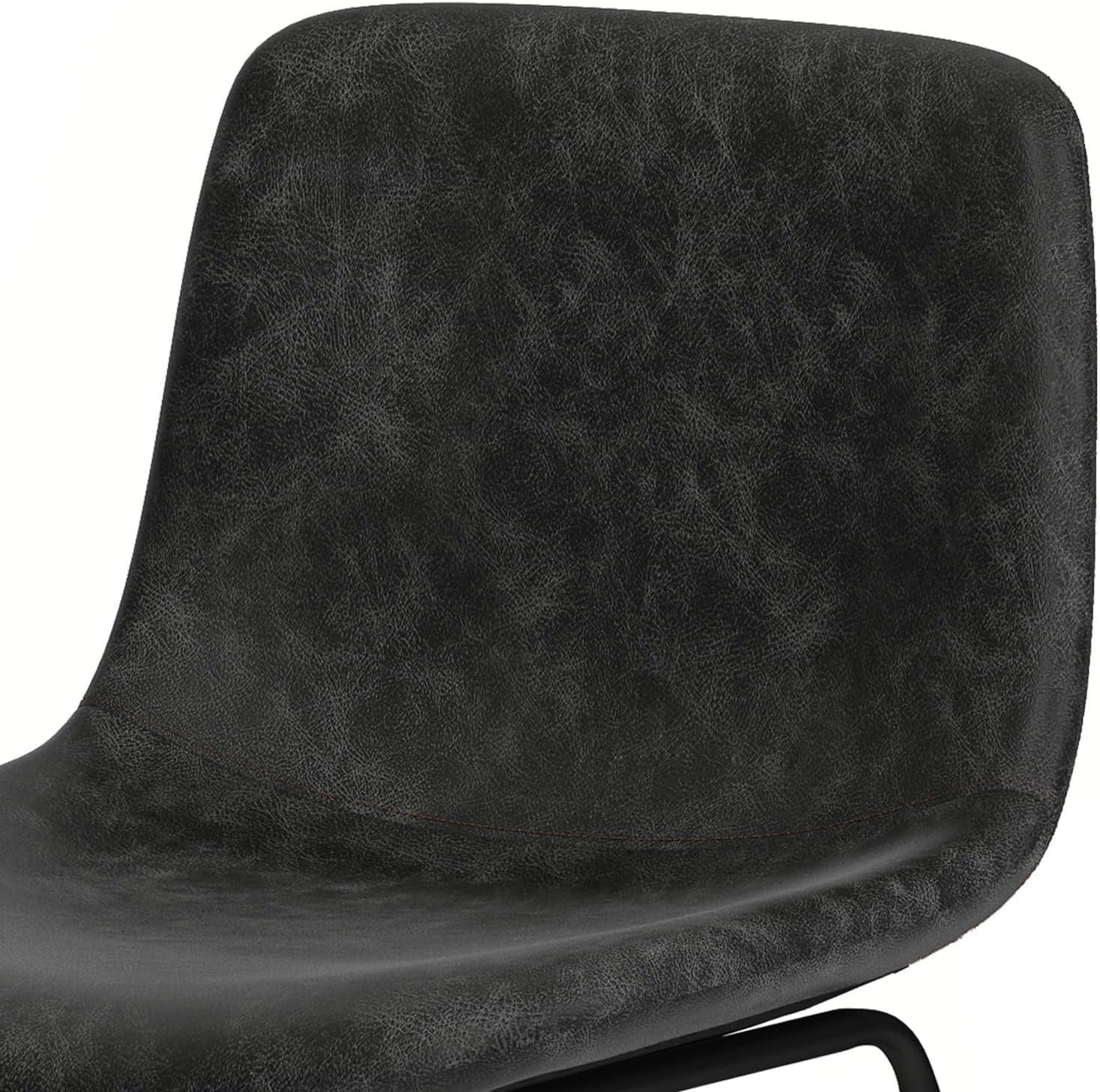 Simpli Home Jolie Upholstered Vegan Faux Leather Contemporary Counter Stool with Padded Bucket Seat and Footrest (Set of 2)