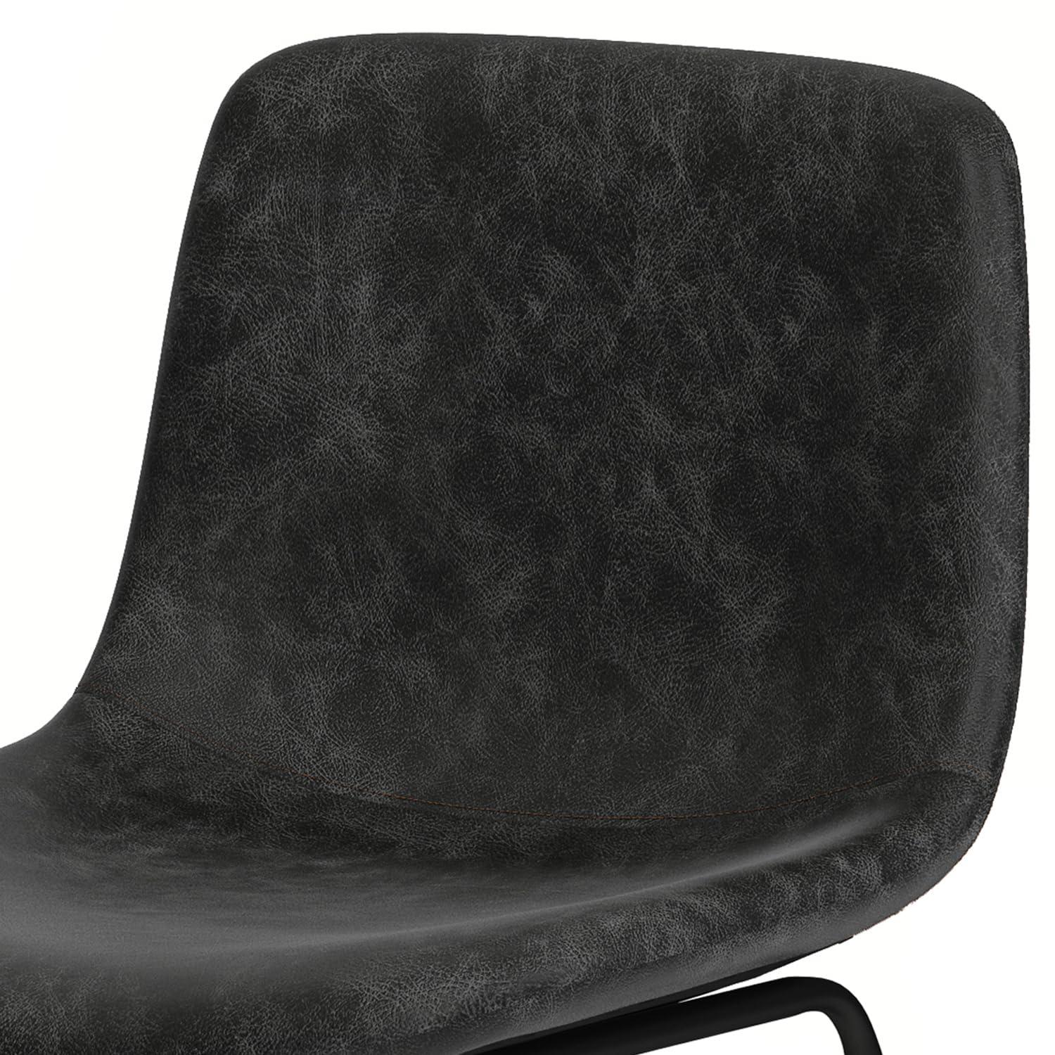 Simpli Home Jolie Upholstered Vegan Faux Leather Contemporary Counter Stool with Padded Bucket Seat and Footrest (Set of 2)