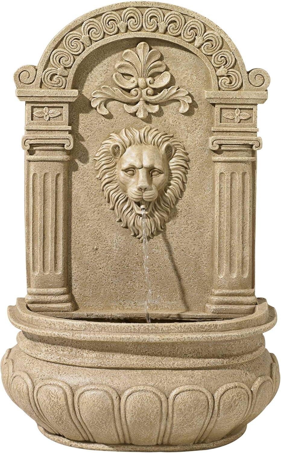 John Timberland Lion Face Rustic Outdoor Wall Water Fountain 31" Regal for Yard Garden Patio Home Deck Porch House Exterior Balcony Roof Relaxation