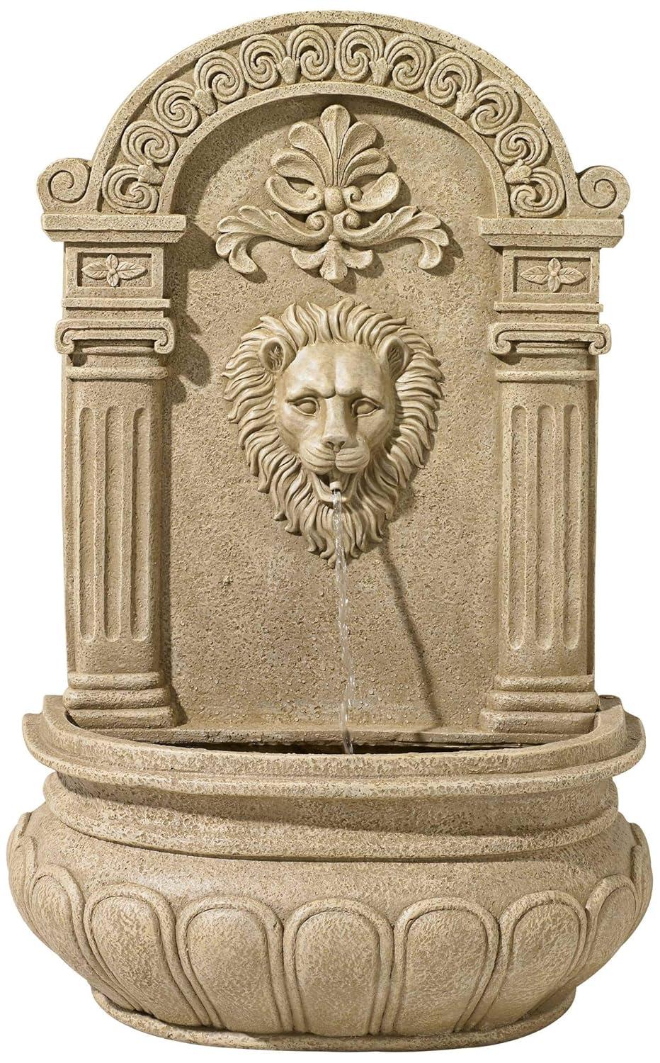 John Timberland Lion Face Rustic Outdoor Wall Water Fountain 31" Regal for Yard Garden Patio Home Deck Porch House Exterior Balcony Roof Relaxation